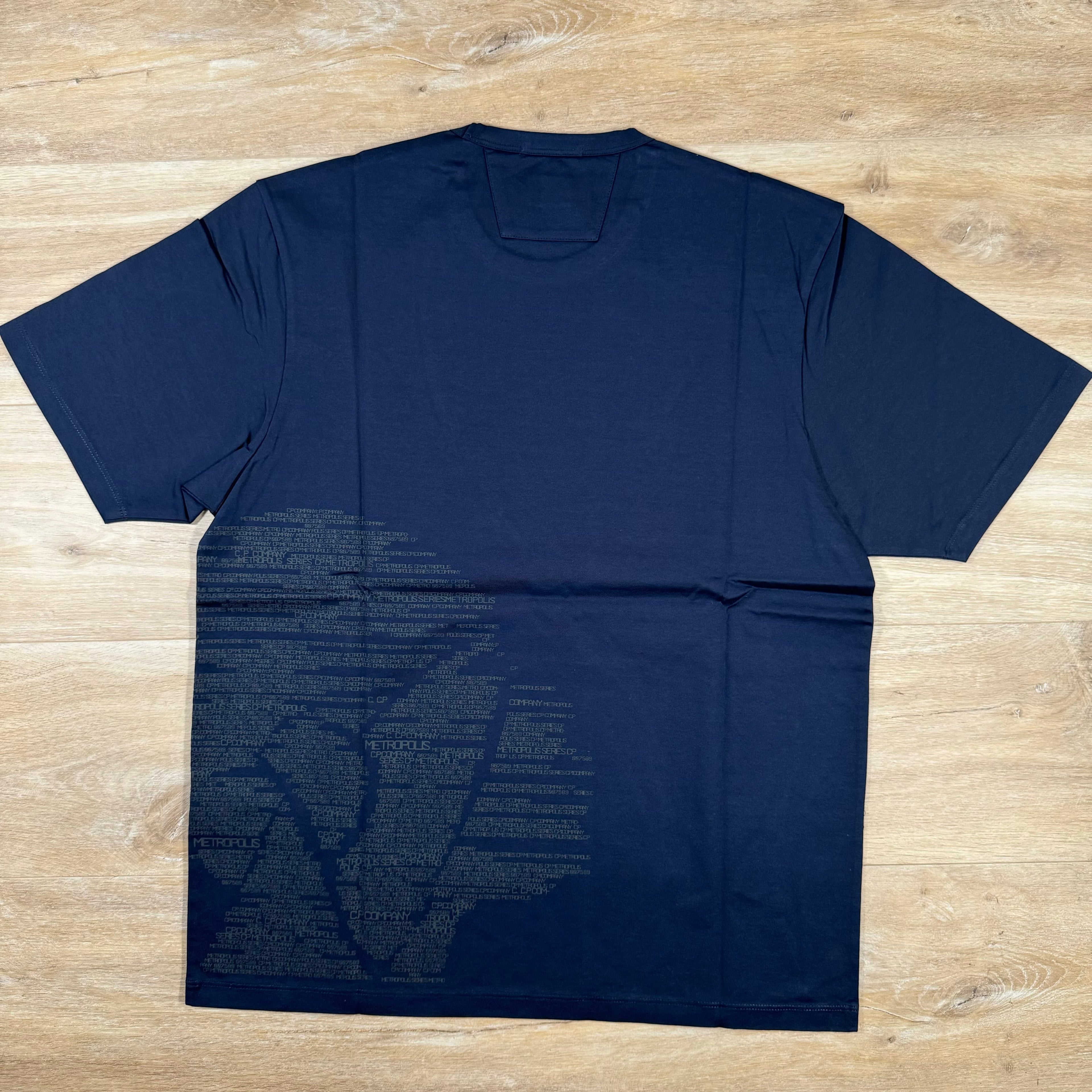 CP Company Metropolis Mercerized Logo T-Shirt in Navy Ironleague