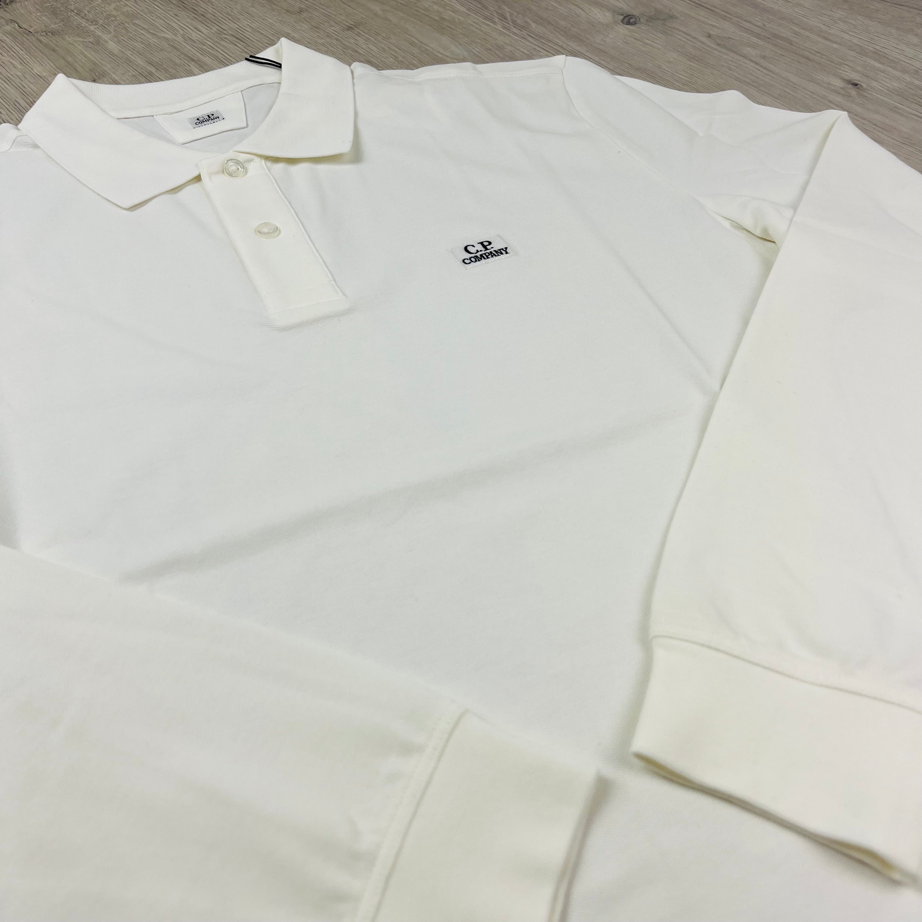 CP Company Piquet Polo Shirt - White Ironleague