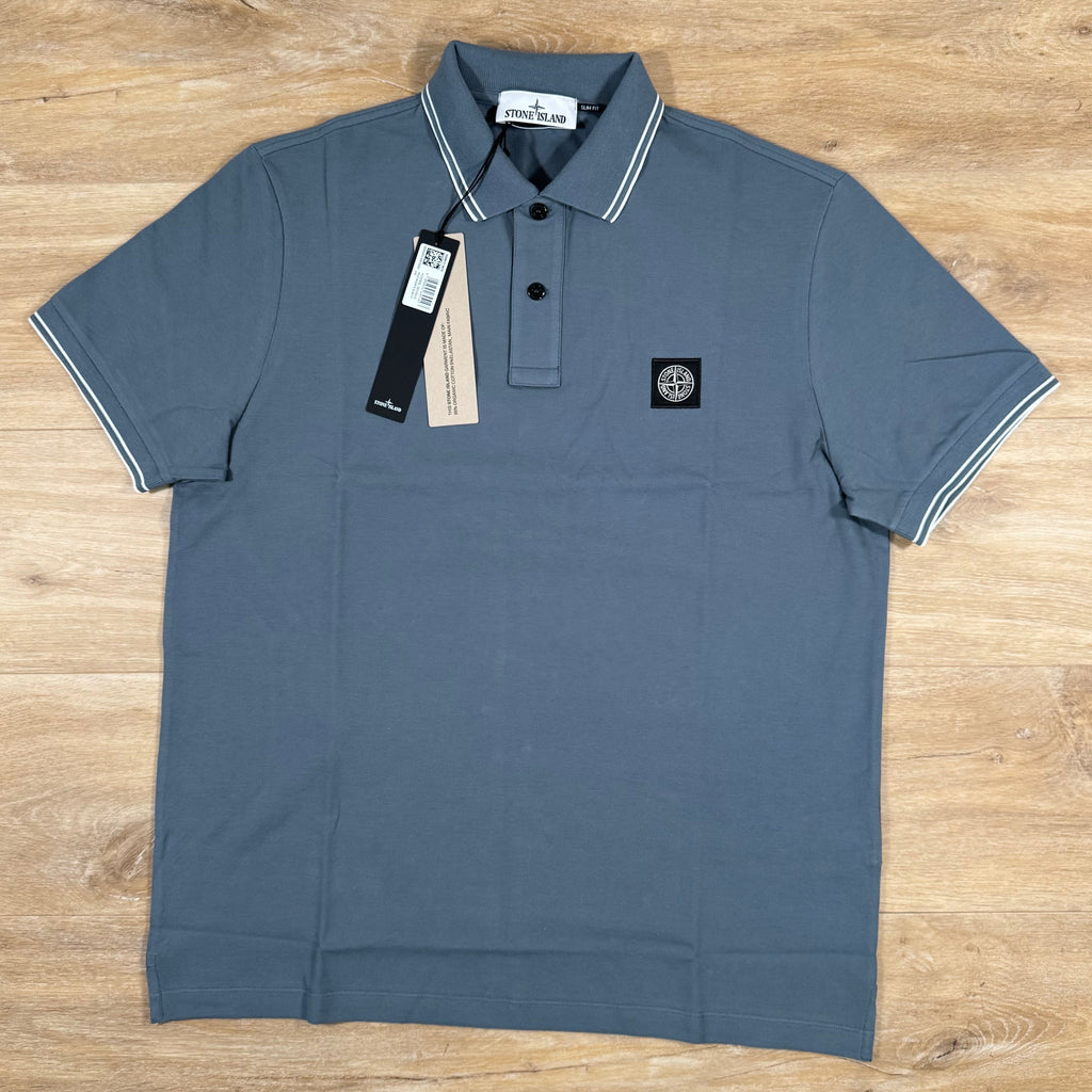Stone Island Organic Cotton Pique Polo Shirt in Avio Blue Ironleague