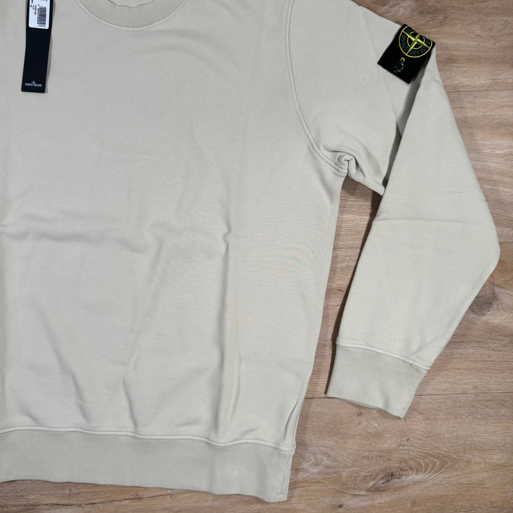 Stone Island Garment Dyed Crewneck Sweatshirt in Plaster Ironleague