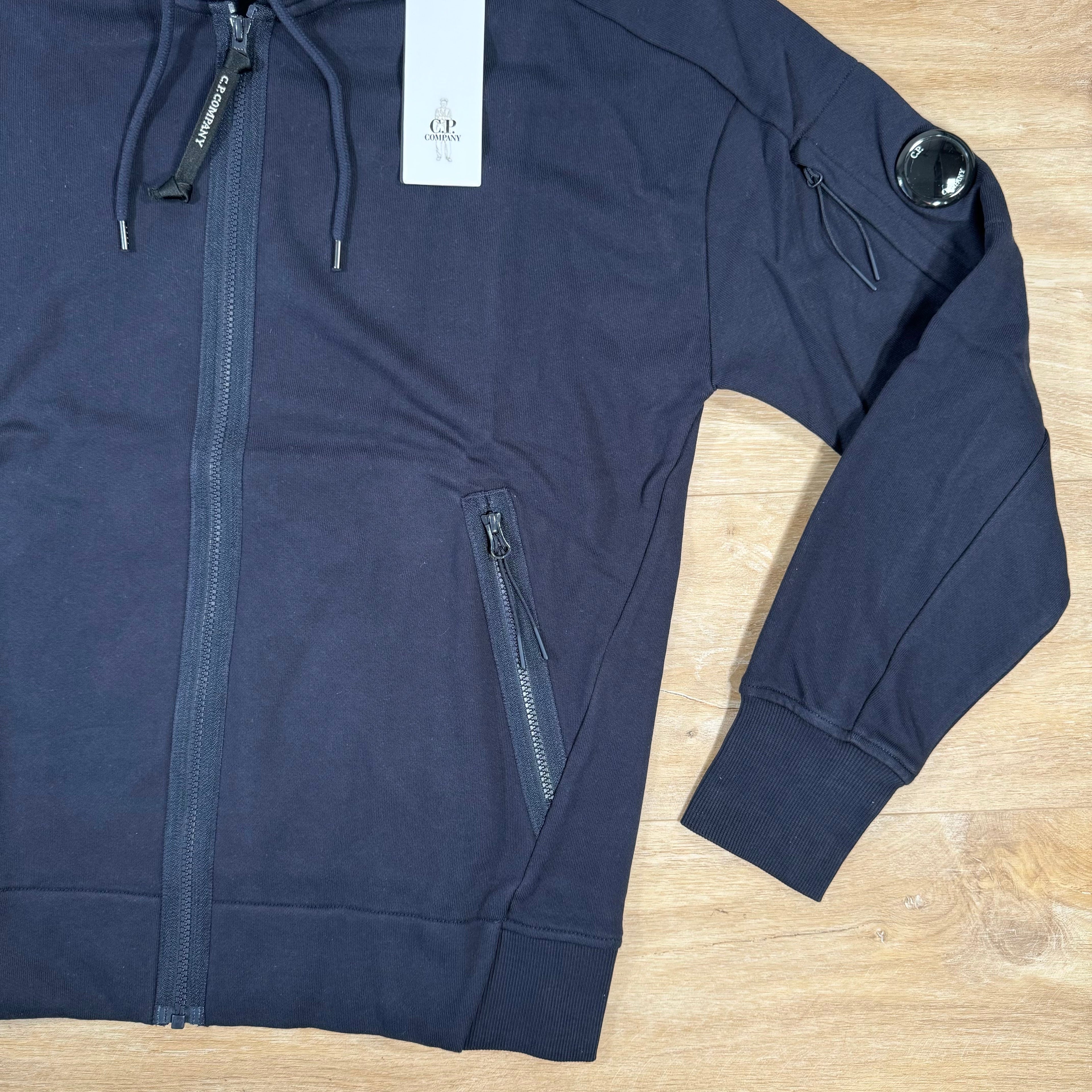 CP Company Diagonal Raised Zipped Lens Hoodie in Navy Ironleague