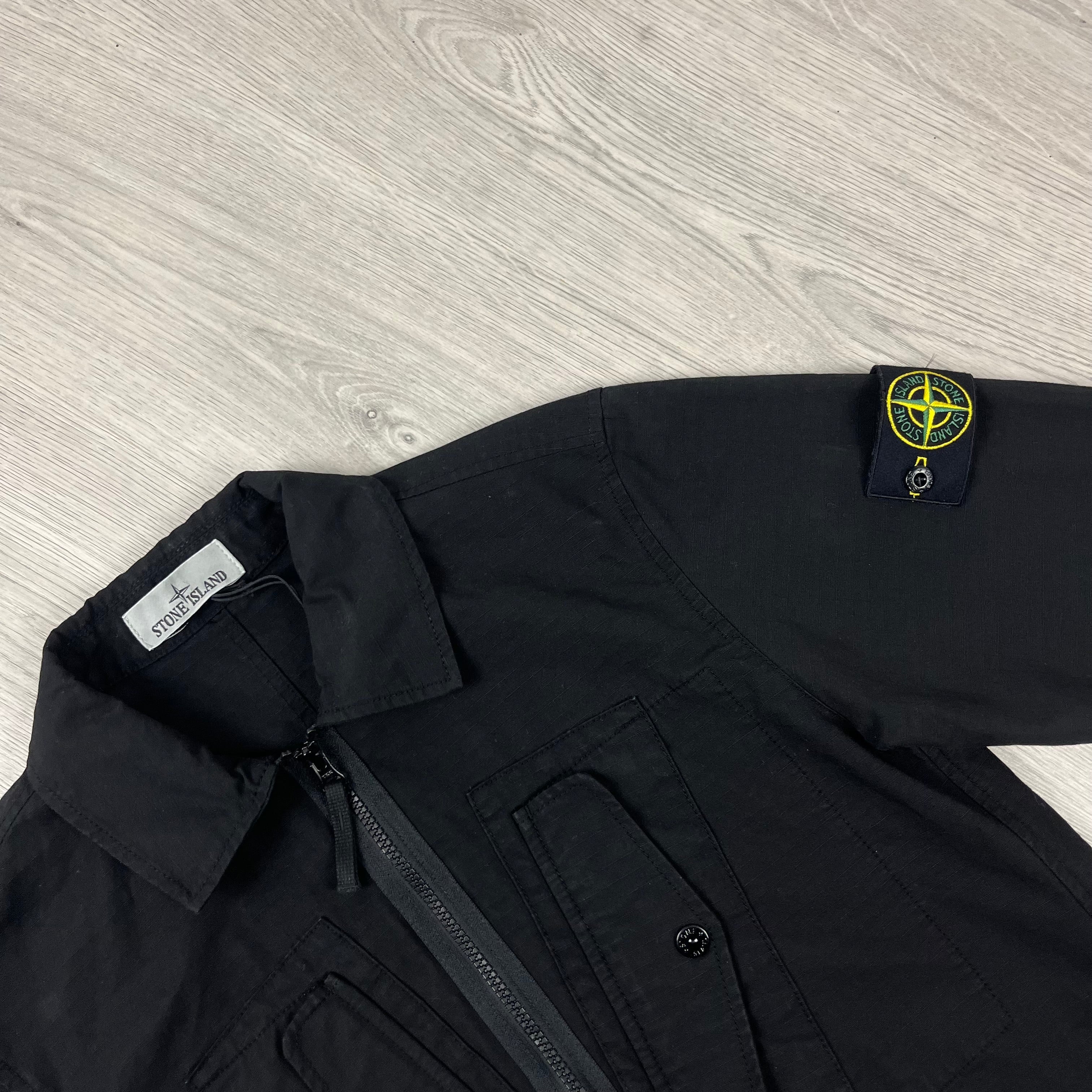 Stone Island Zip Overshirt - Black Ironleague