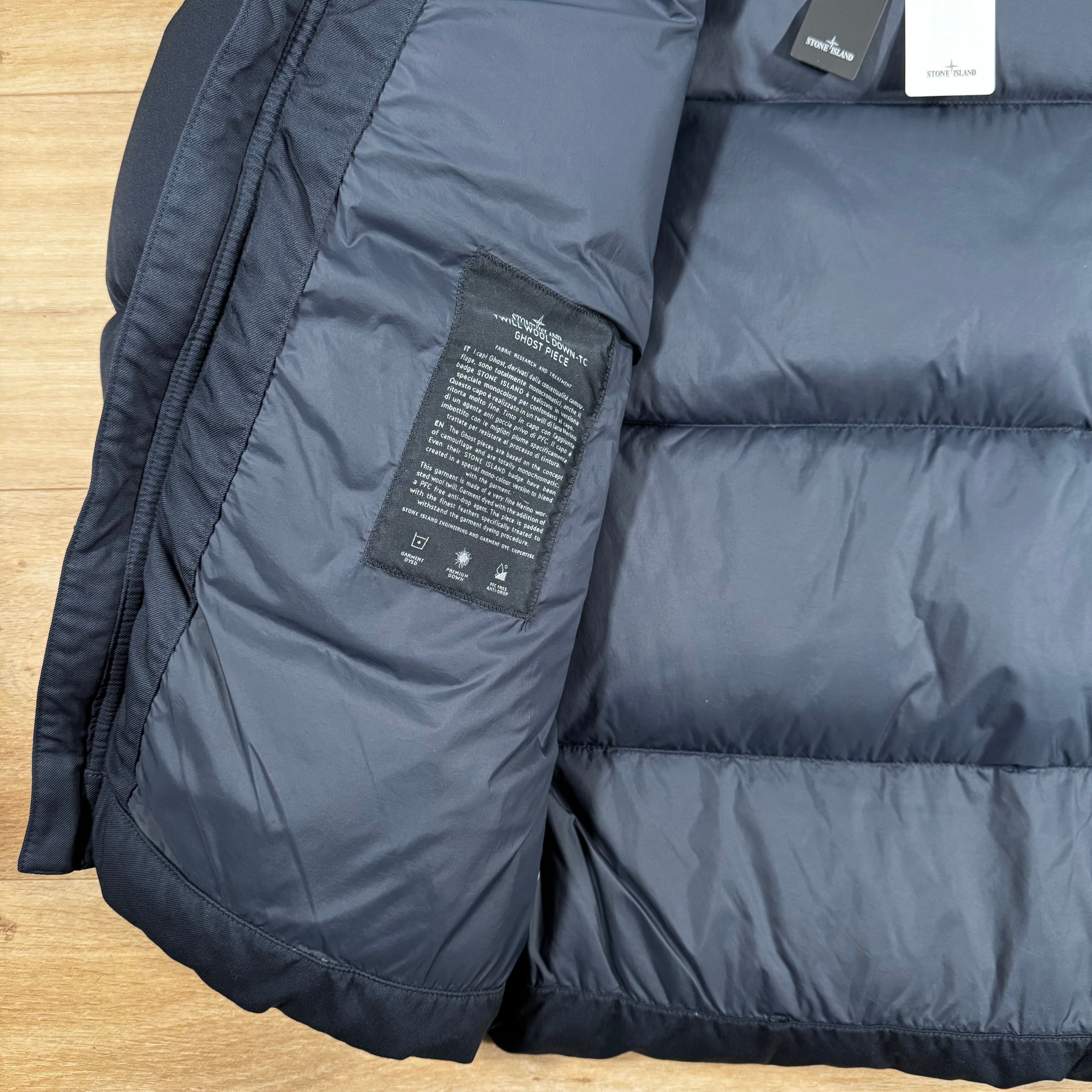 Stone Island Down-TC Ghost Jacket in Navy Ironleague