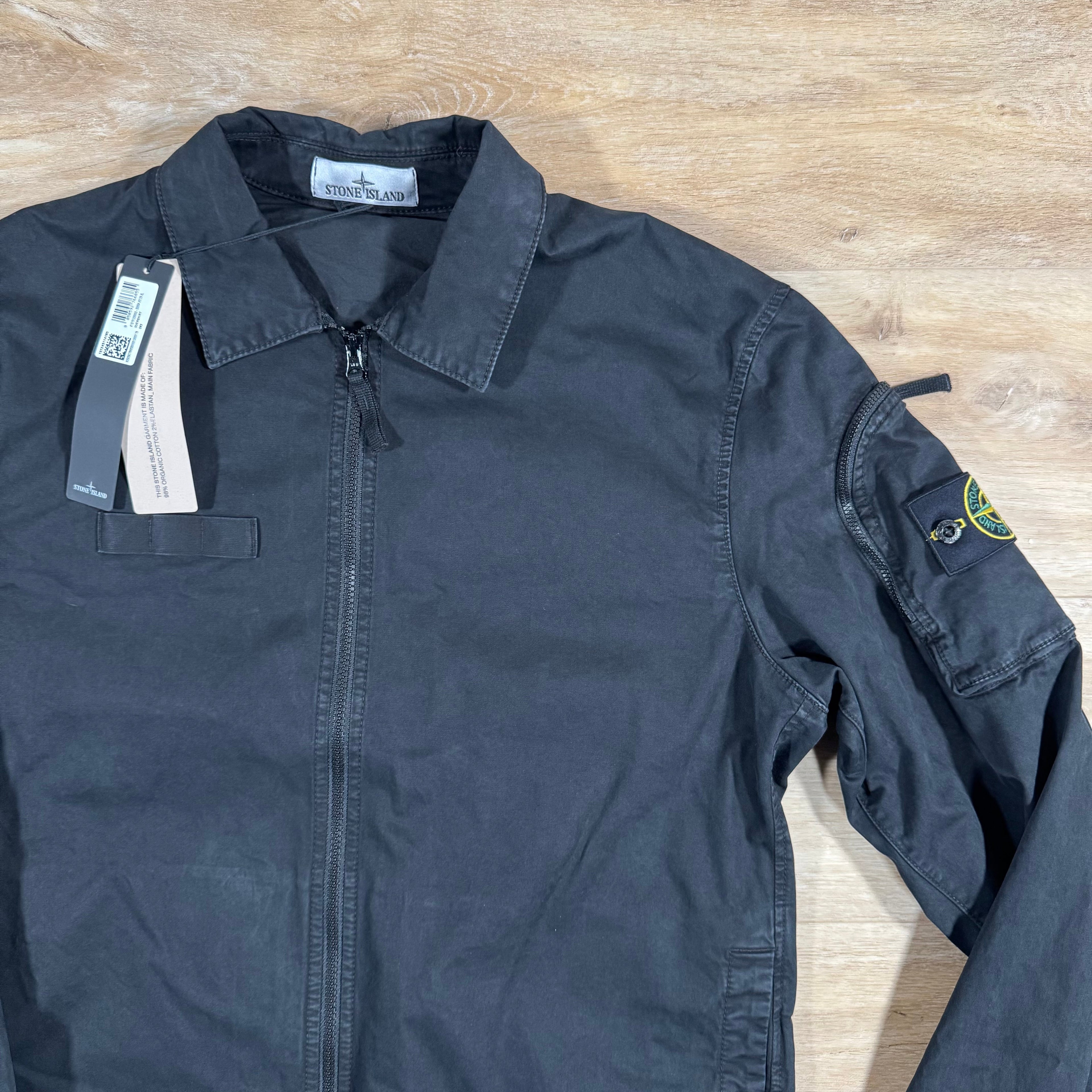 Stone Island Stretch Twill Overshirt in Black Ironleague