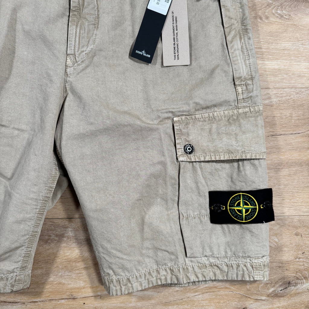 Stone Island Brushed Cotton Cargo Bermuda Shorts in Desert Ironleague