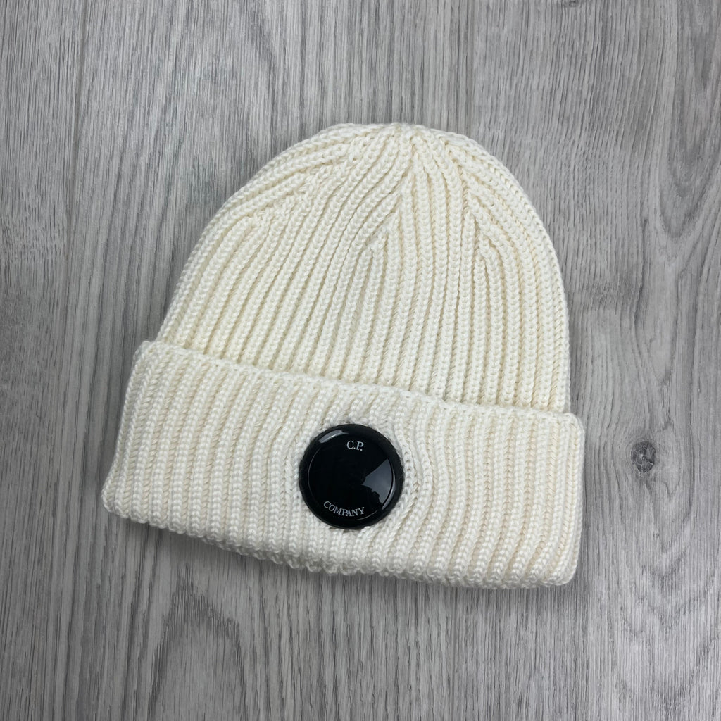 CP Company Lens Beanie - White Ironleague