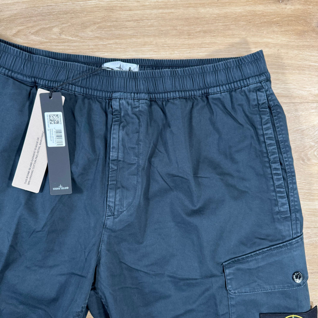 Stone Island Organic Stretch Cotton Cargo Bermuda Shorts in Navy Ironleague