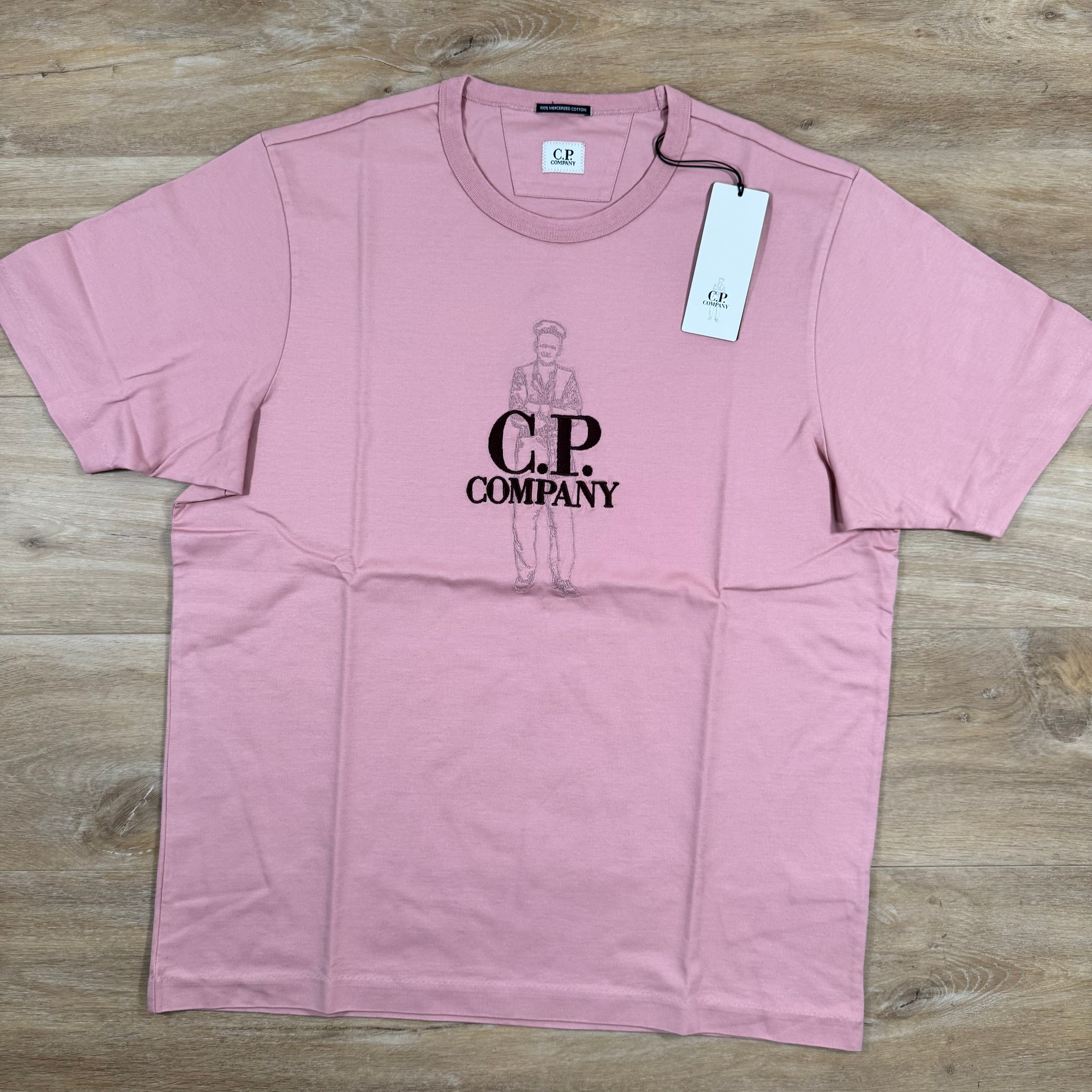 CP Company 30/2 Mercerized Jersey Twisted British Sailor T-Shirt in Misty Rose - Pink Ironleague