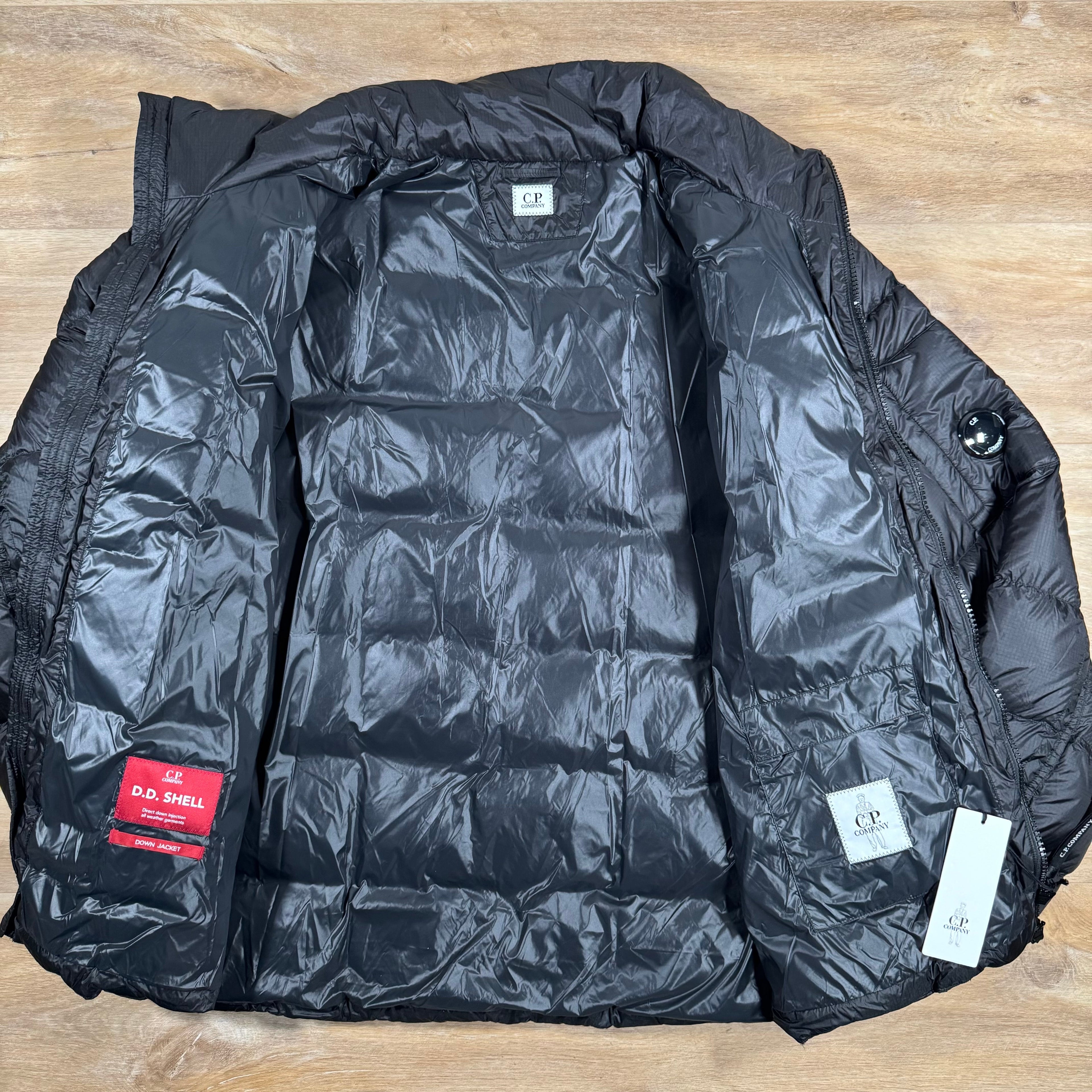 CP Company Short Down Lens Jacket in Black Ironleague
