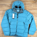 CP Company Chrome-R Goggle Down Jacket in Aegean Blue Ironleague