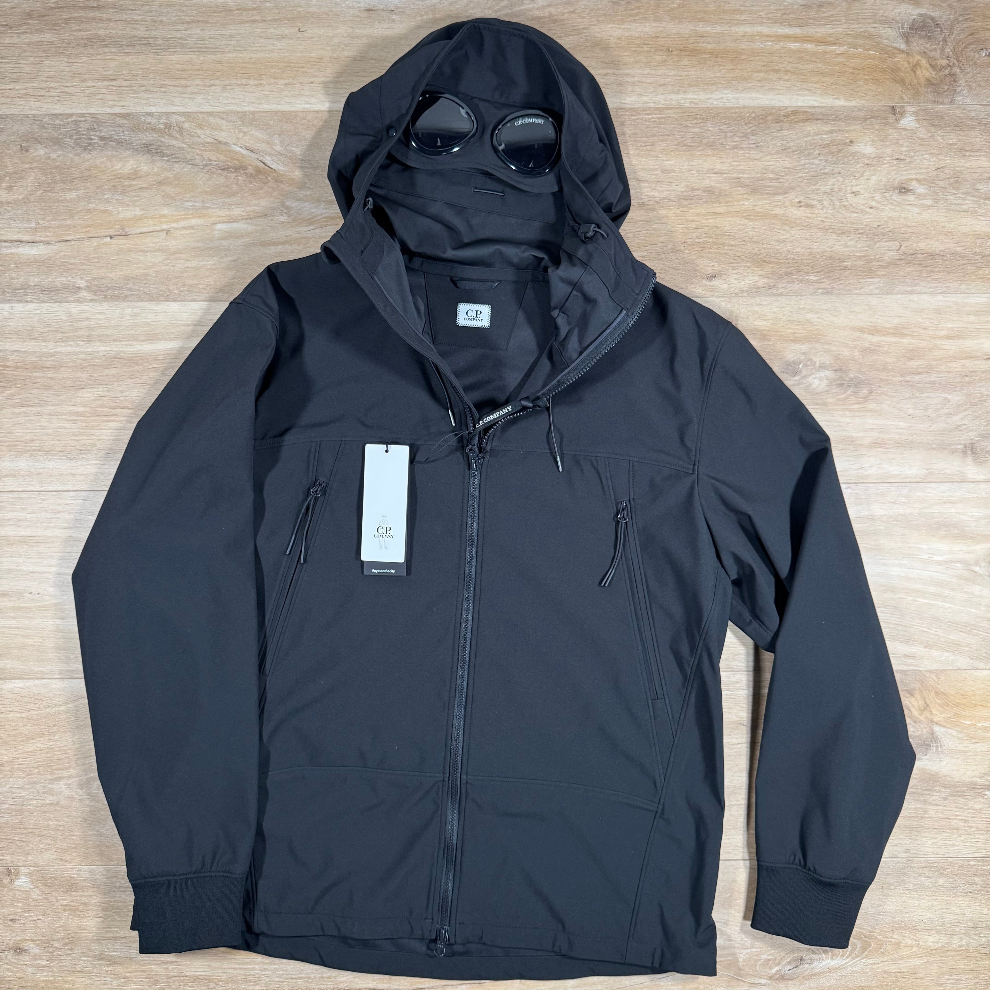 CP Company Shell-R Goggle Jacket in Black Ironleague