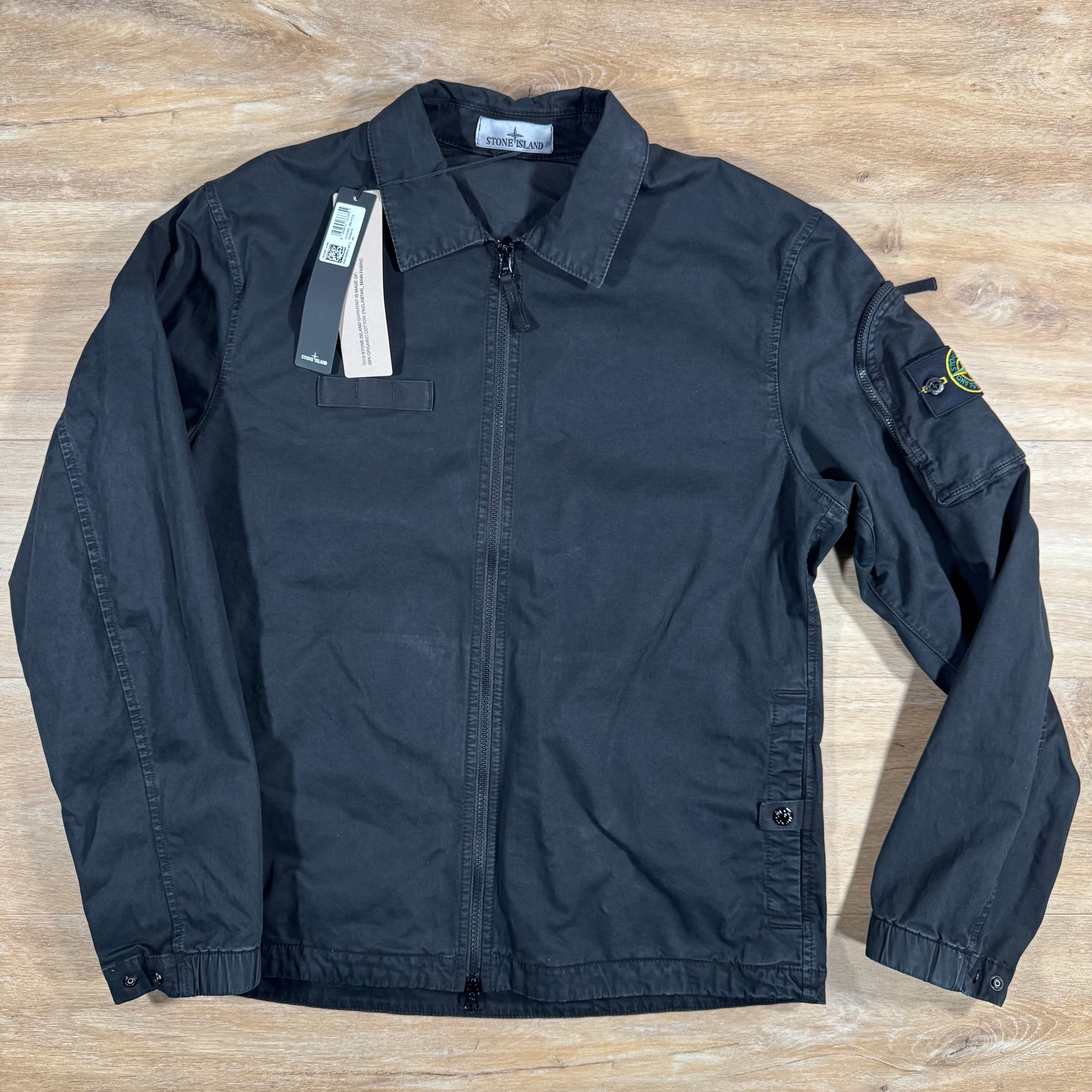 Stone Island Stretch Twill Overshirt in Black Ironleague