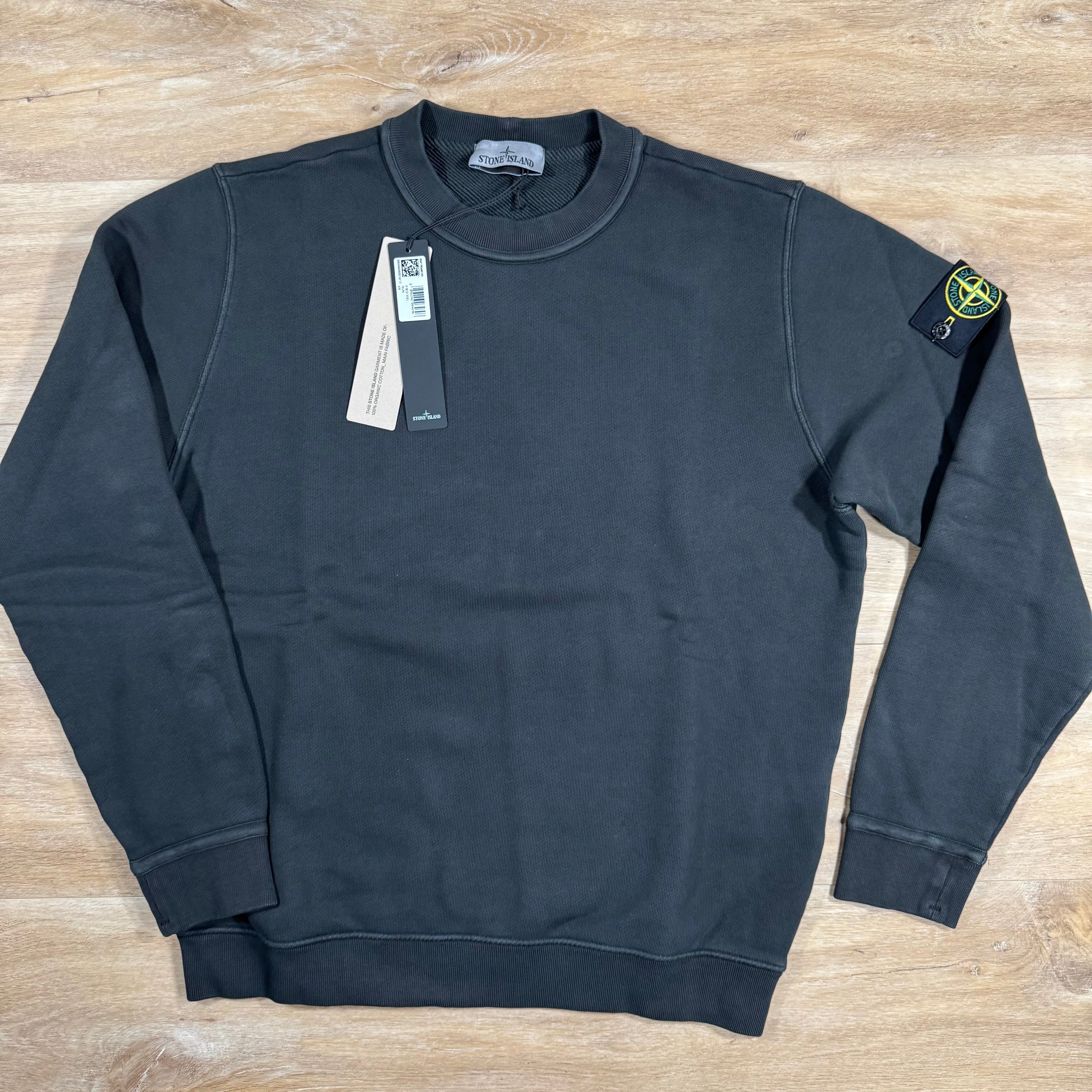 Stone Island Diagonal Fleece Old Effect Sweatshirt in Lead Grey Ironleague