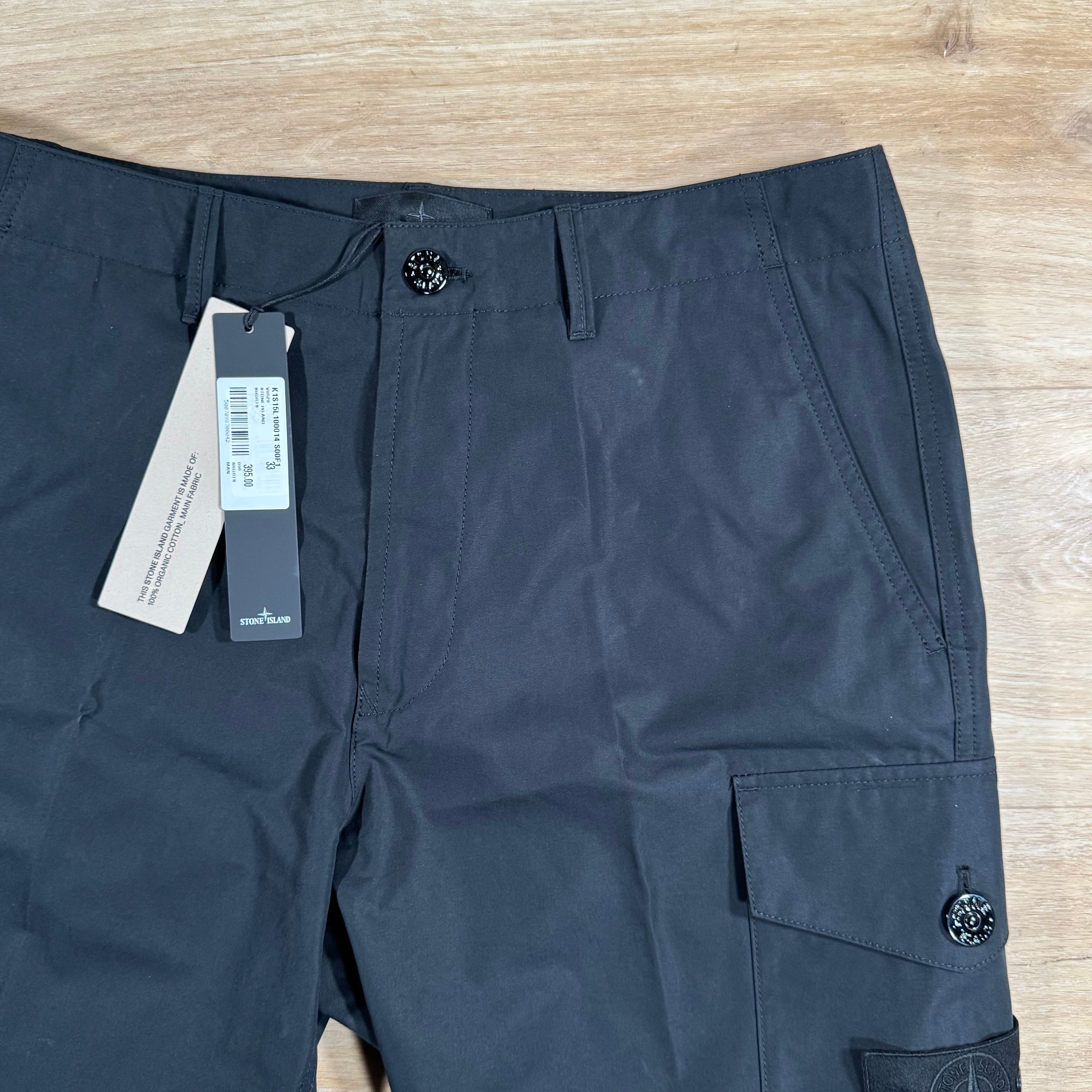 Stone Island Weatherproof Ghost Cargo Bermuda Shorts in Black Ironleague