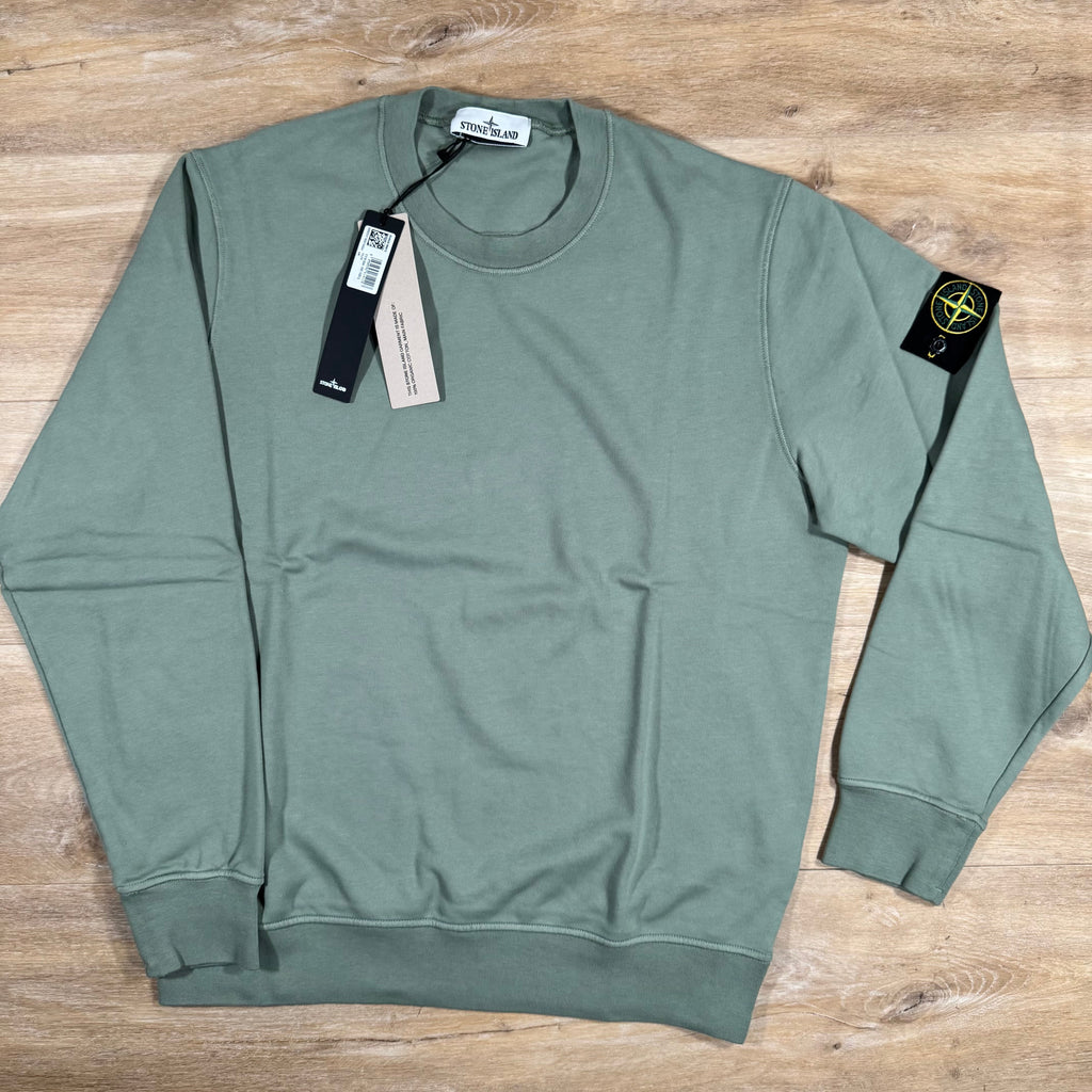 Stone Island Organic Cotton Fleece Sweatshirt in Sage Green Ironleague