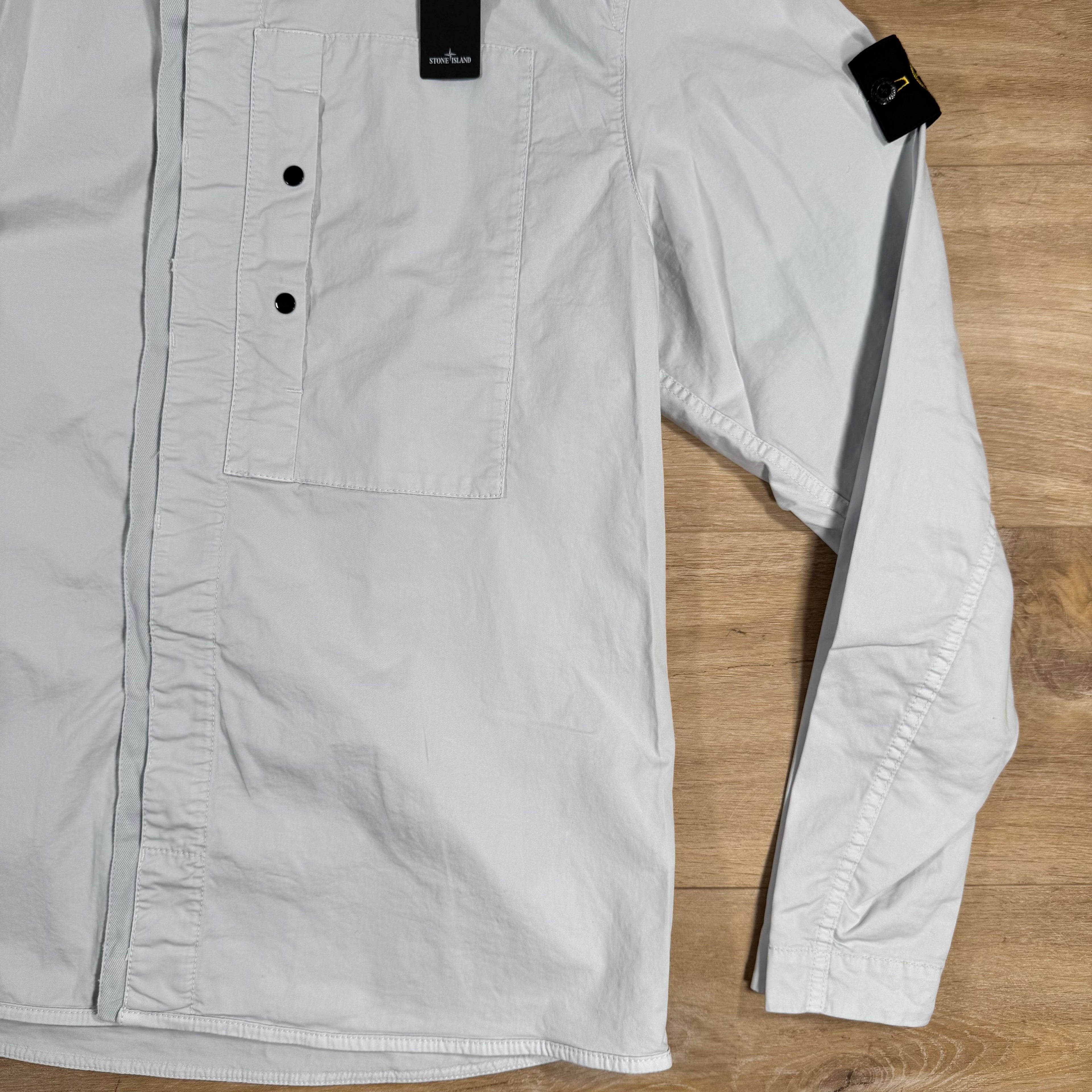Stone Island Supima Twill Stretch-TC Overshirt in Sky Blue Ironleague