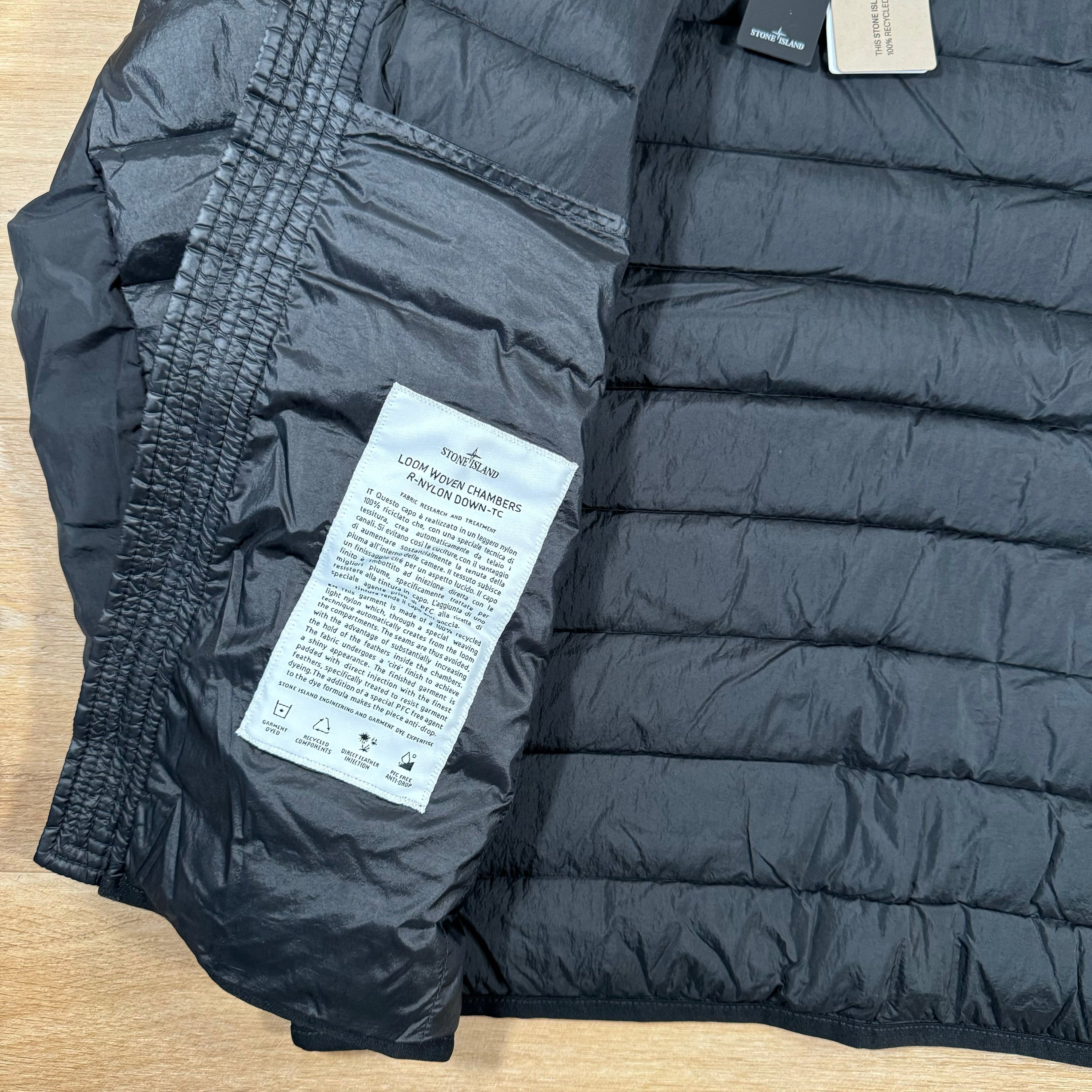 Stone Island Loom Woven Chambers Nylon Down-TC Jacket in Black Ironleague