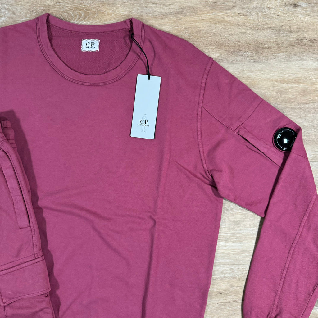 CP Company Light Fleece Lens Tracksuit in Red Bud Ironleague