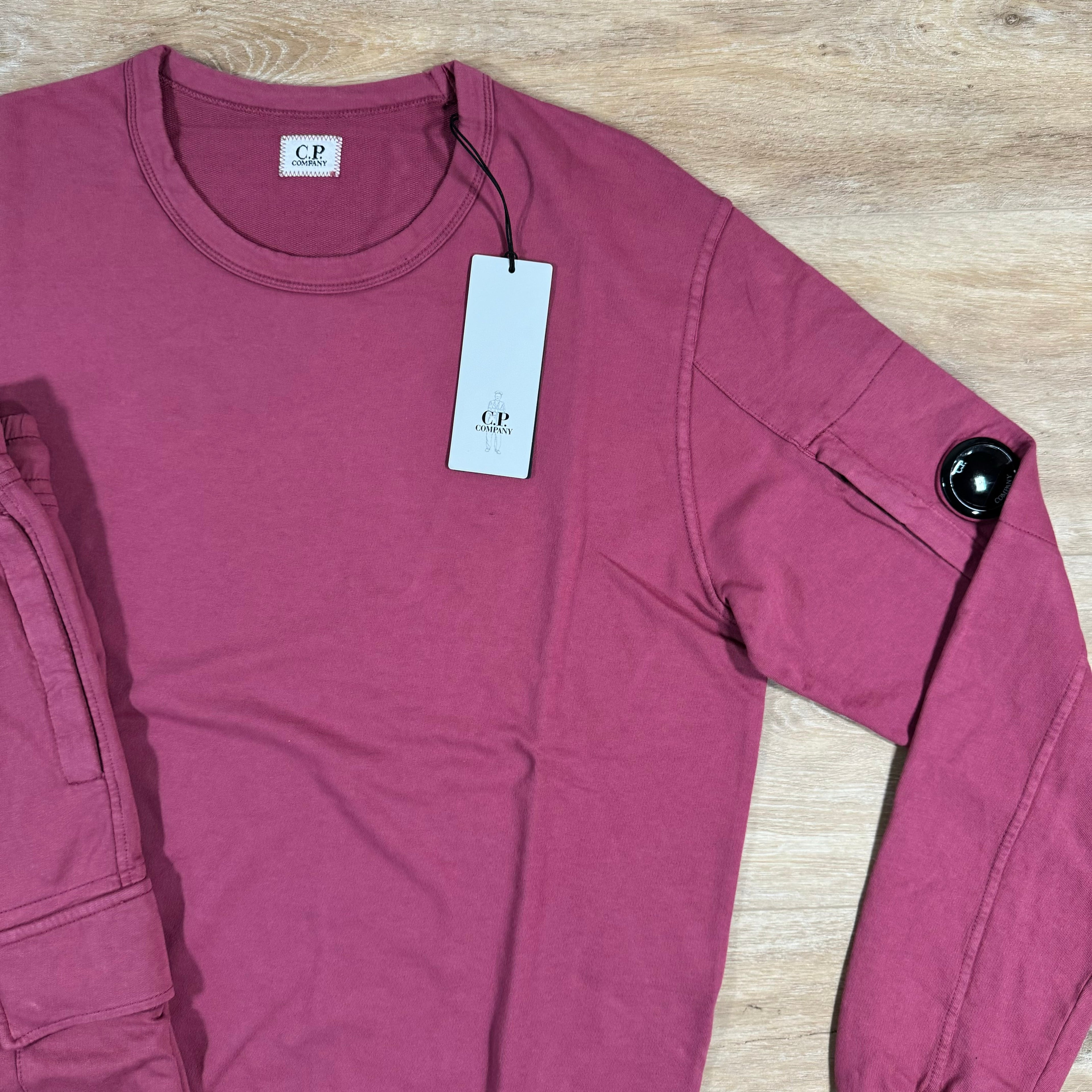 CP Company Light Fleece Lens Tracksuit in Red Bud Ironleague