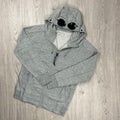CP Company Raised Fleece Goggle Hoodie - Grey Ironleague