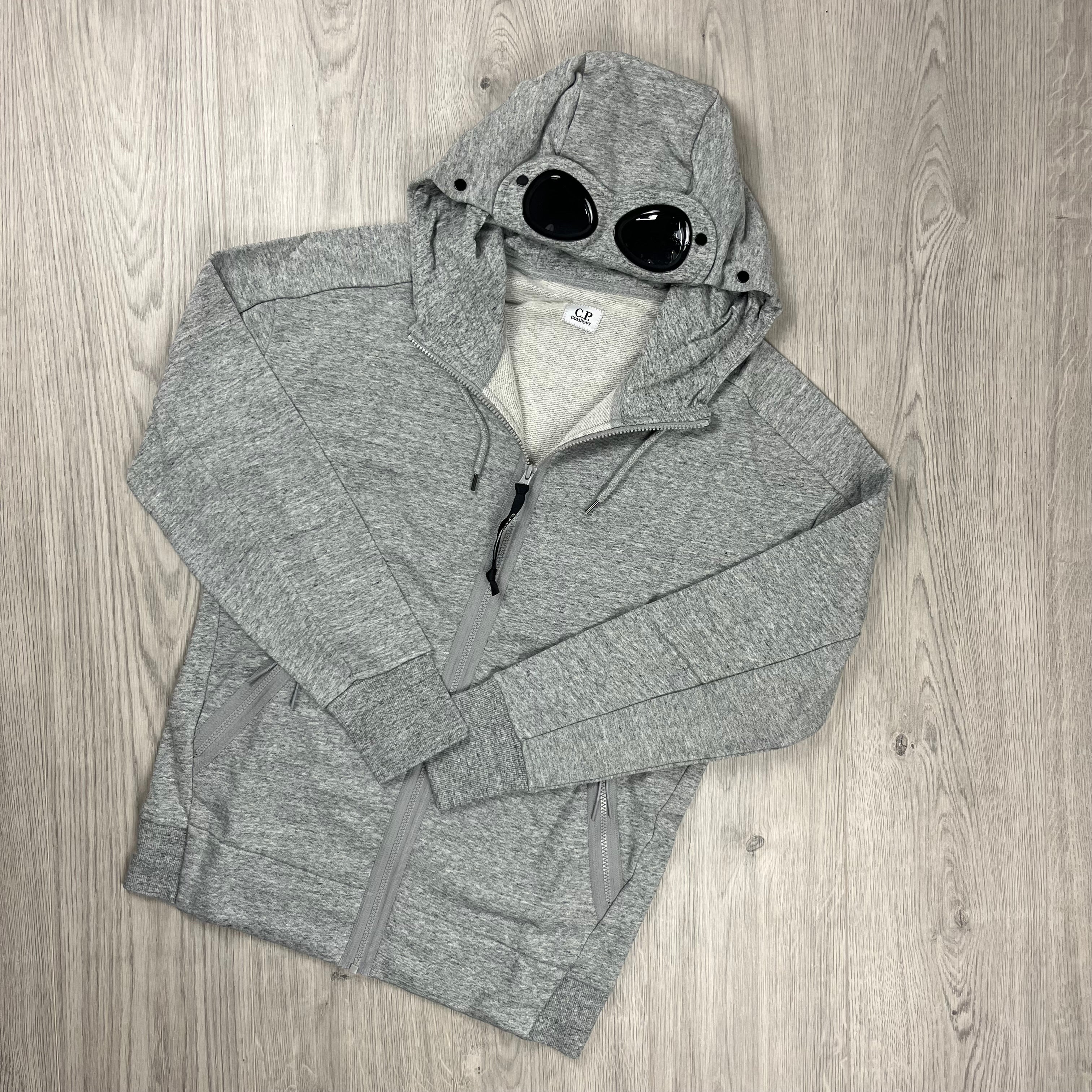 CP Company Raised Fleece Goggle Hoodie - Grey Ironleague