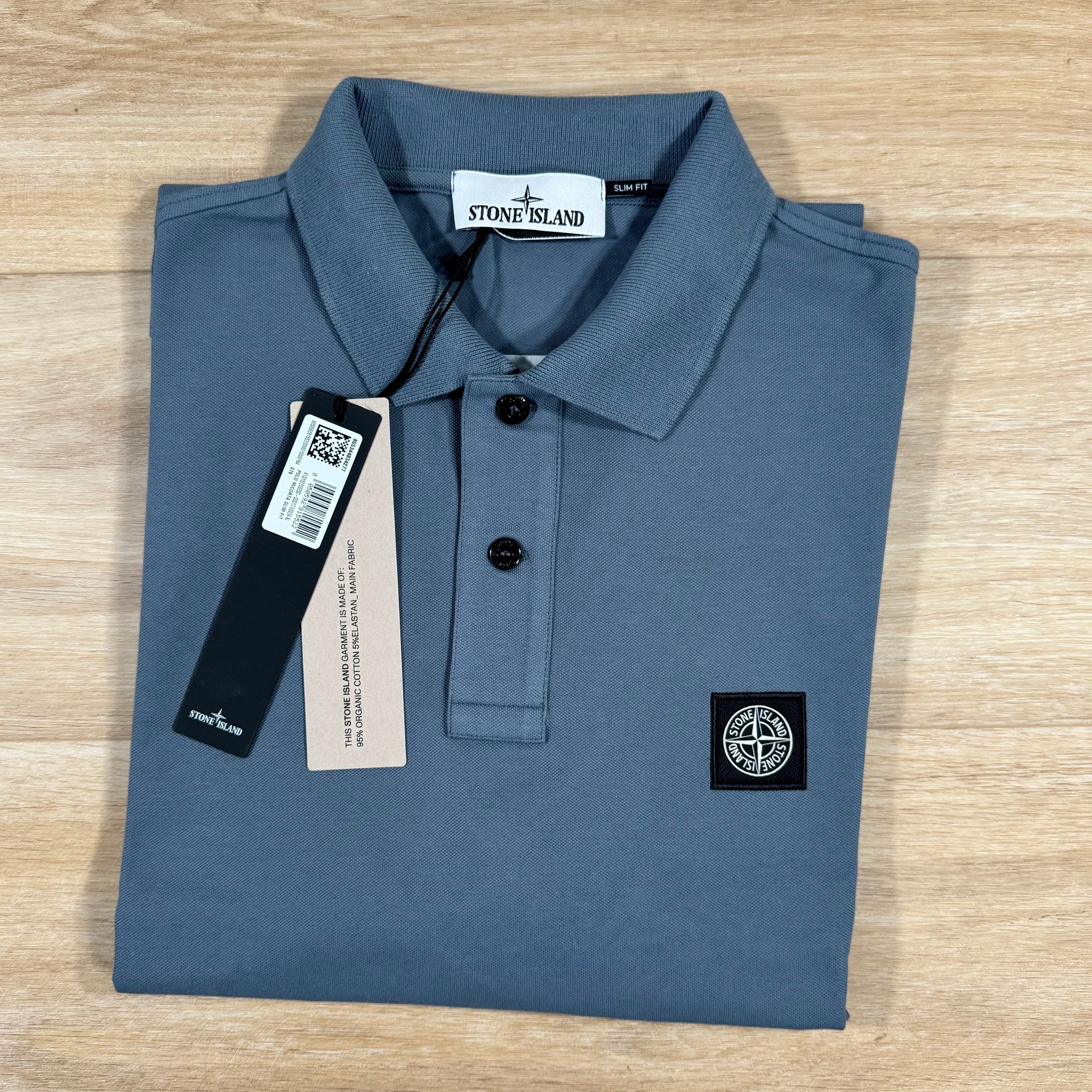 Stone Island Organic Cotton Pique Polo Shirt in Avio Blue Ironleague