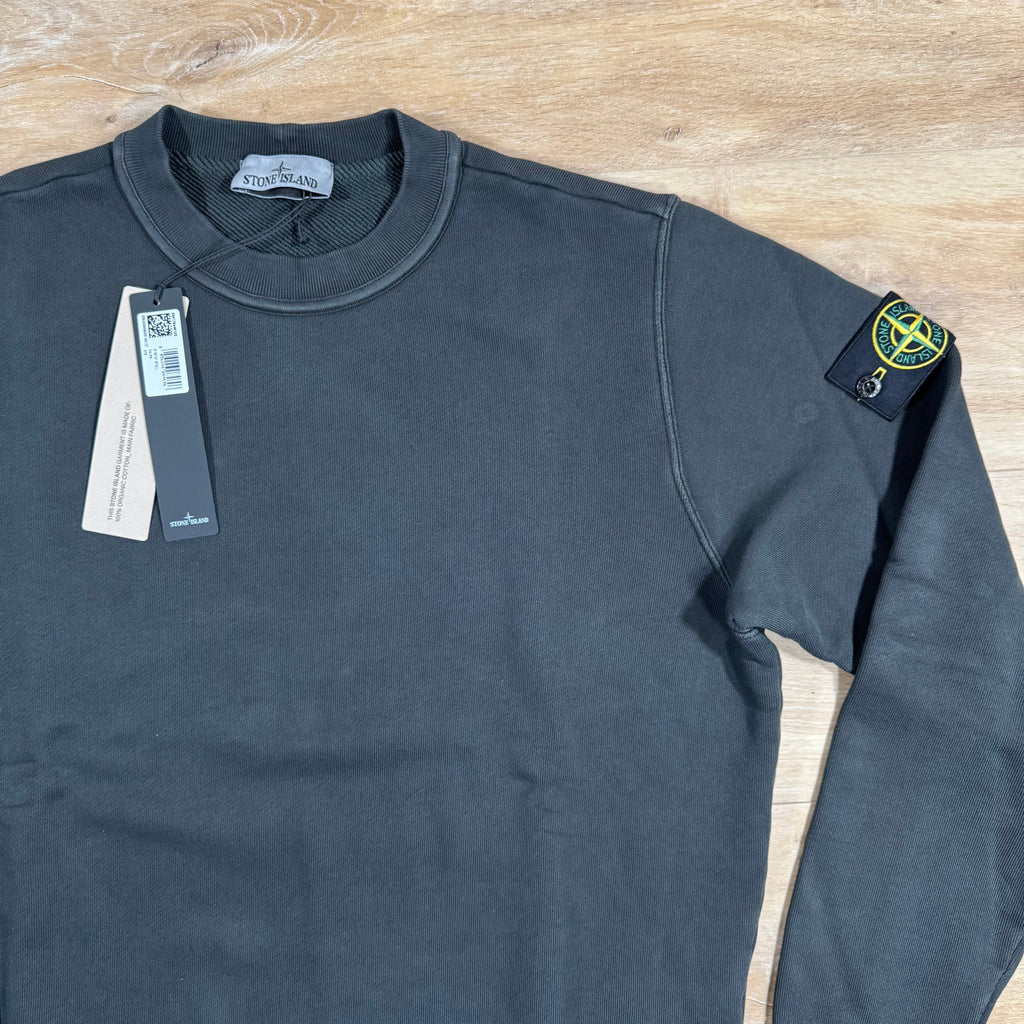 Stone Island Diagonal Fleece Old Effect Sweatshirt in Lead Grey Ironleague