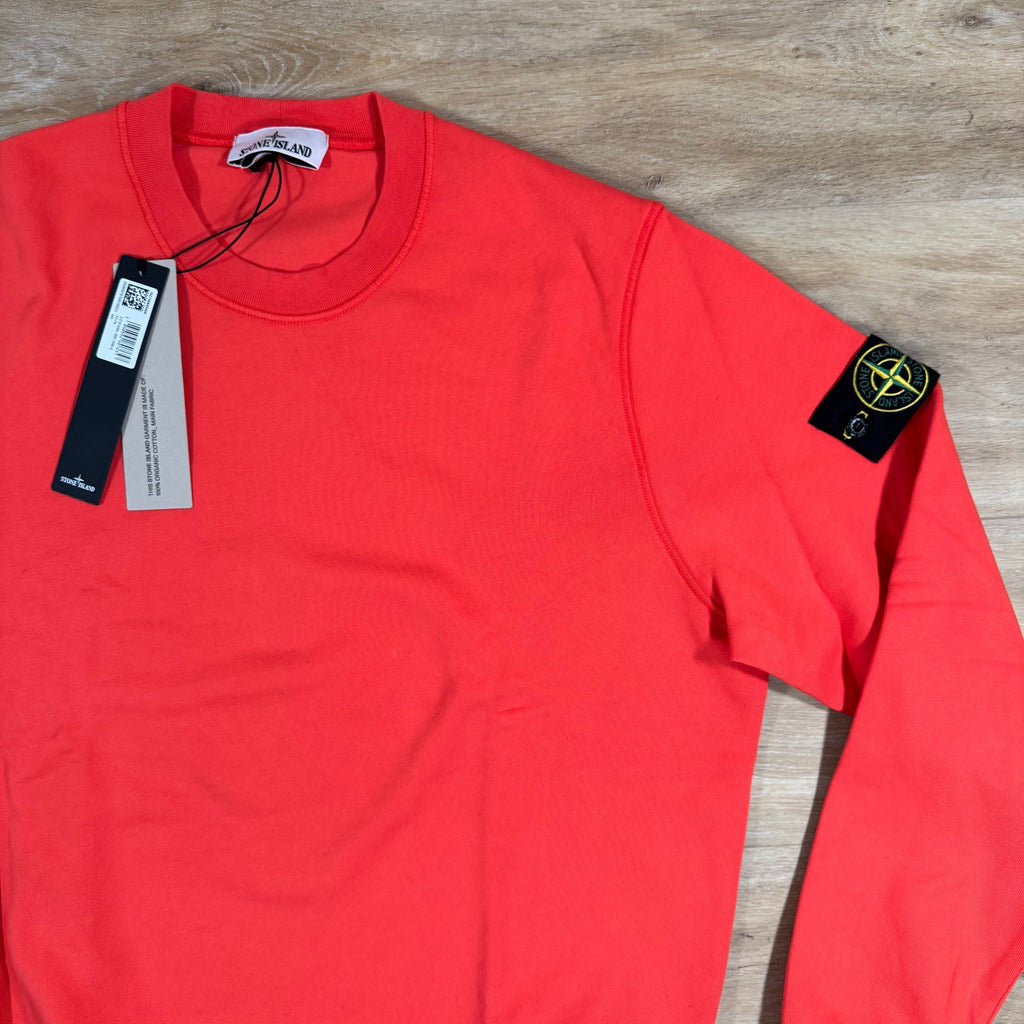 Stone Island Organic Cotton Fleece Sweatshirt in Papaya Ironleague