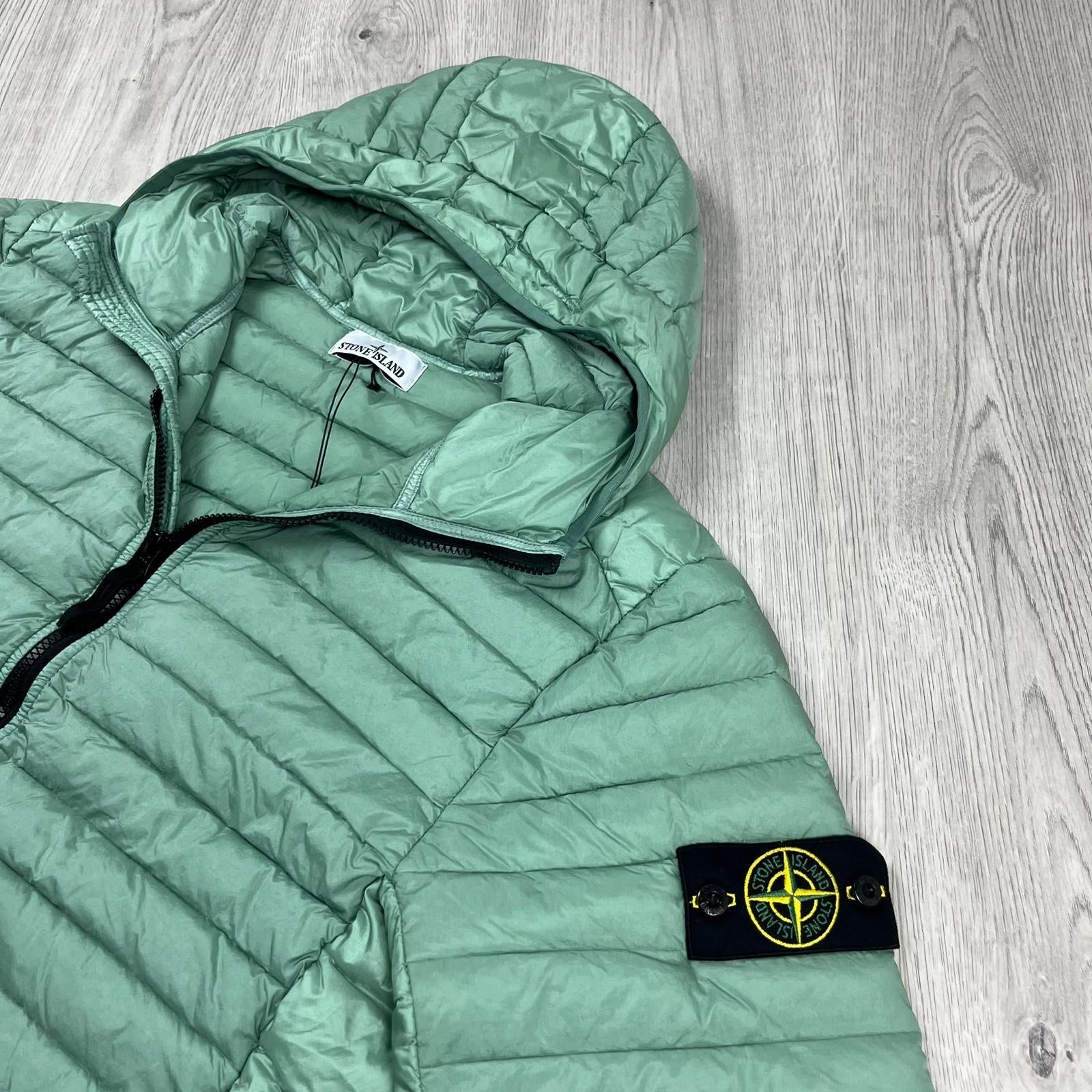 Stone Island Woven Down Jacket - Sage Green Ironleague