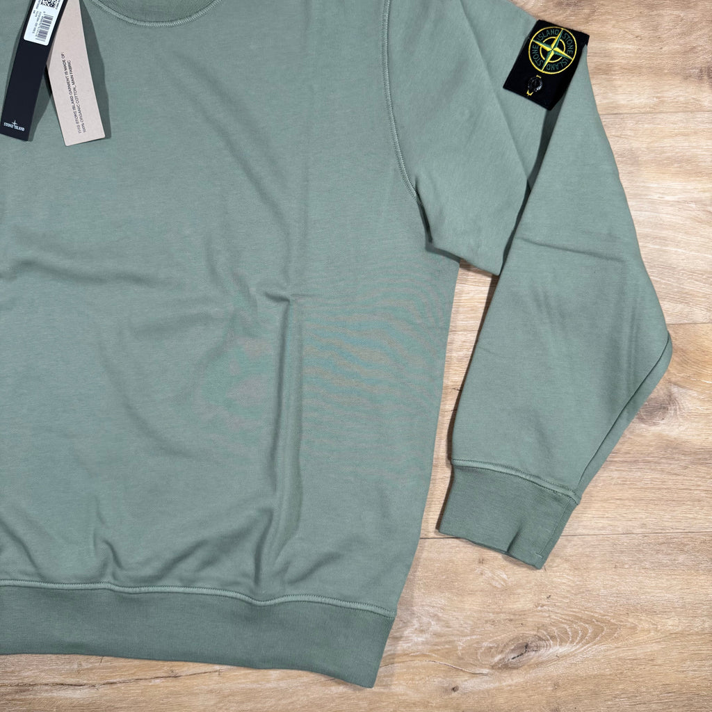 Stone Island Organic Cotton Fleece Sweatshirt in Sage Green Ironleague