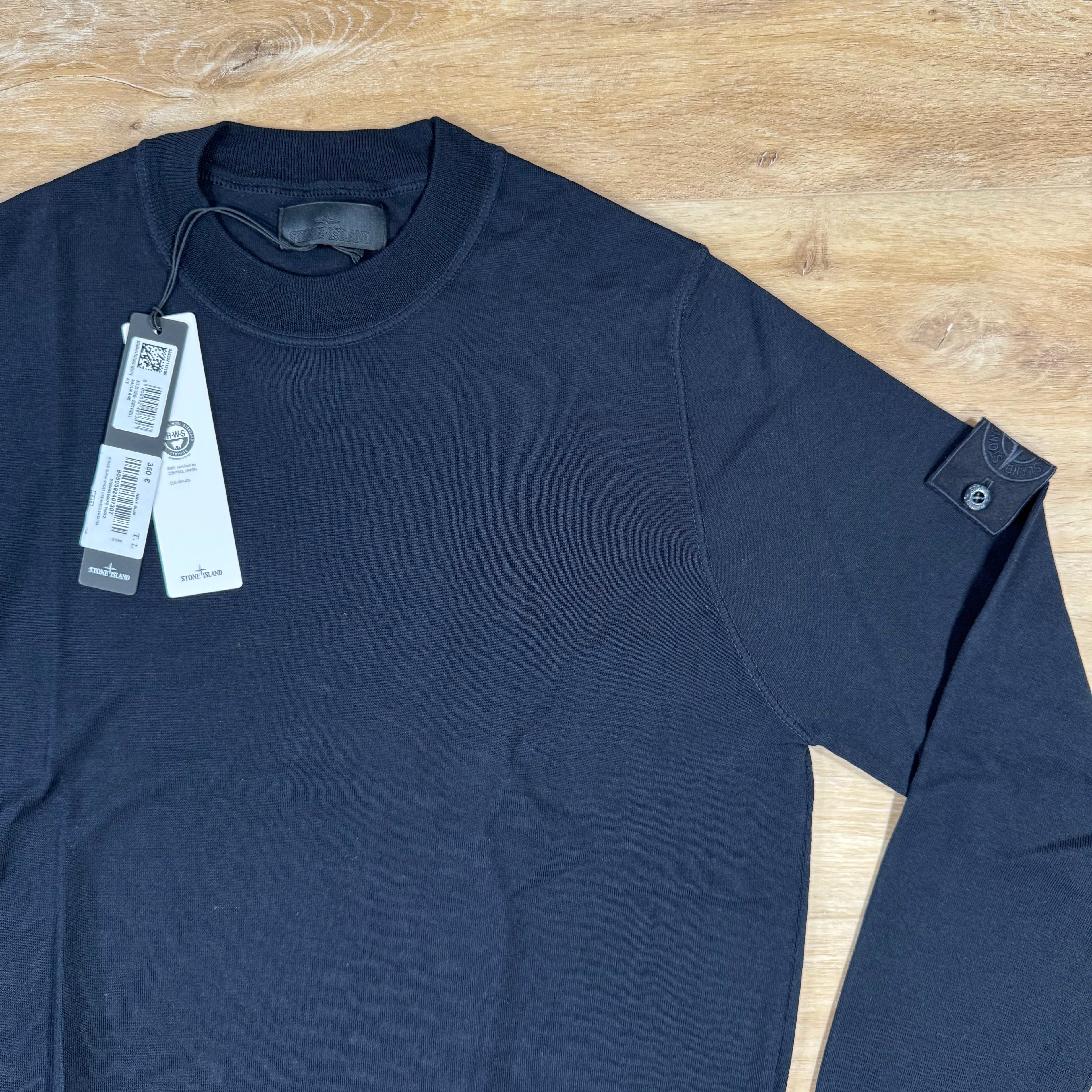 Stone Island Light Pure Wool Ghost Sweatshirt in Navy Ironleague