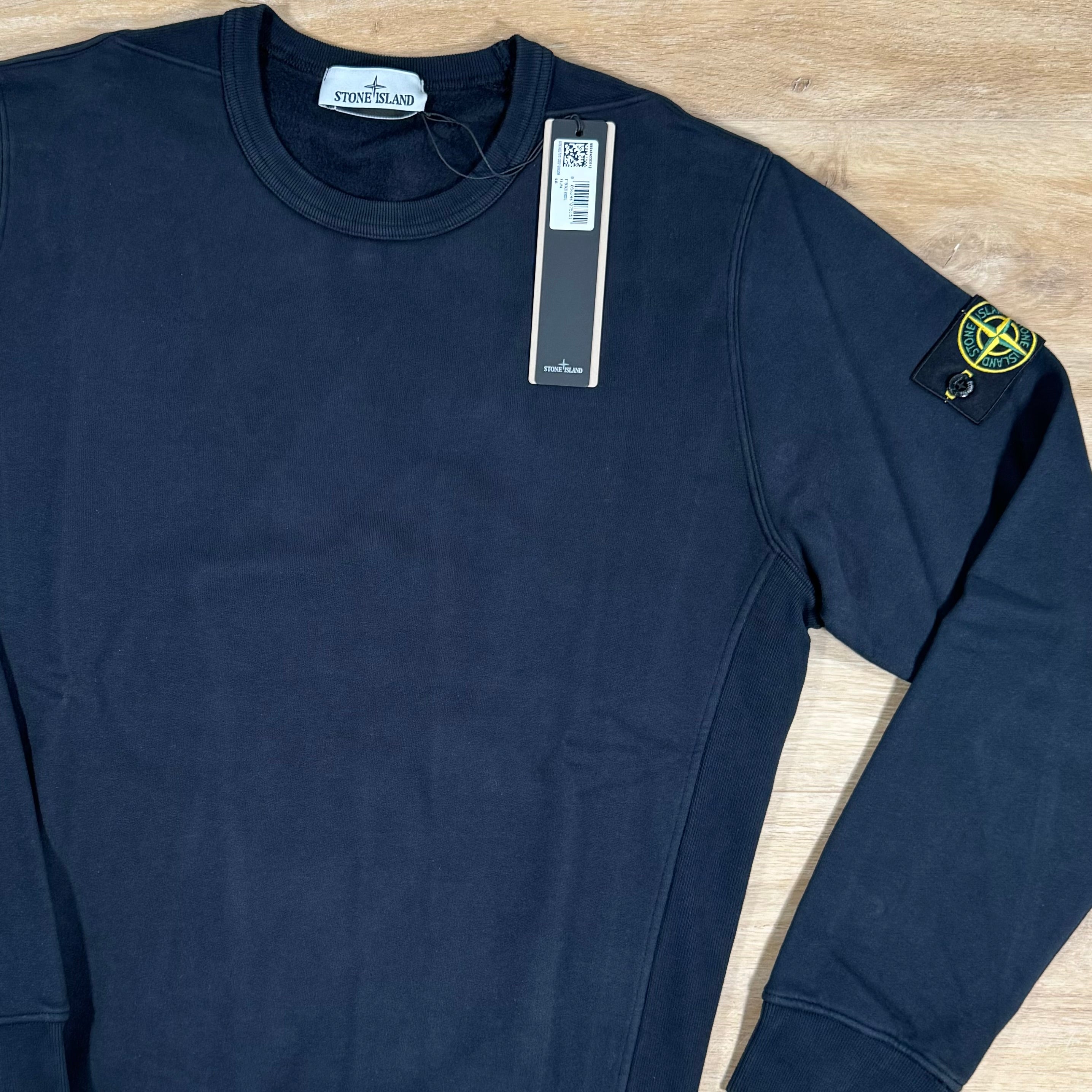 Stone Island Garment Dyed Crewneck Sweatshirt in Navy Ironleague