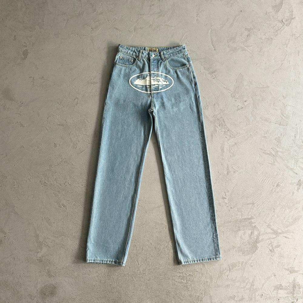 Corteiz Island Baggy Jeans - Light Blue Ironleague