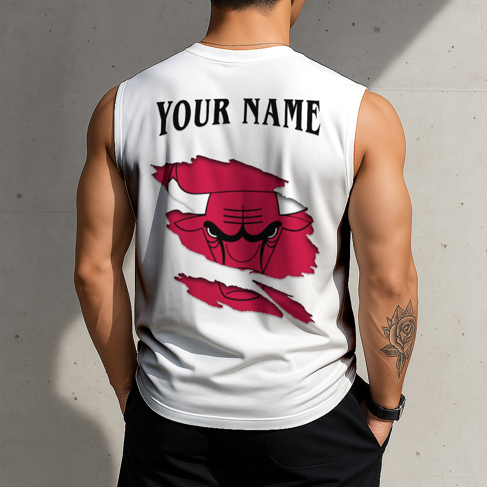 FINAL SALE - NEW CUSTOMIZED NBA19 CBU CHICAGO BULLS TANKTOP & GYM SHIRT