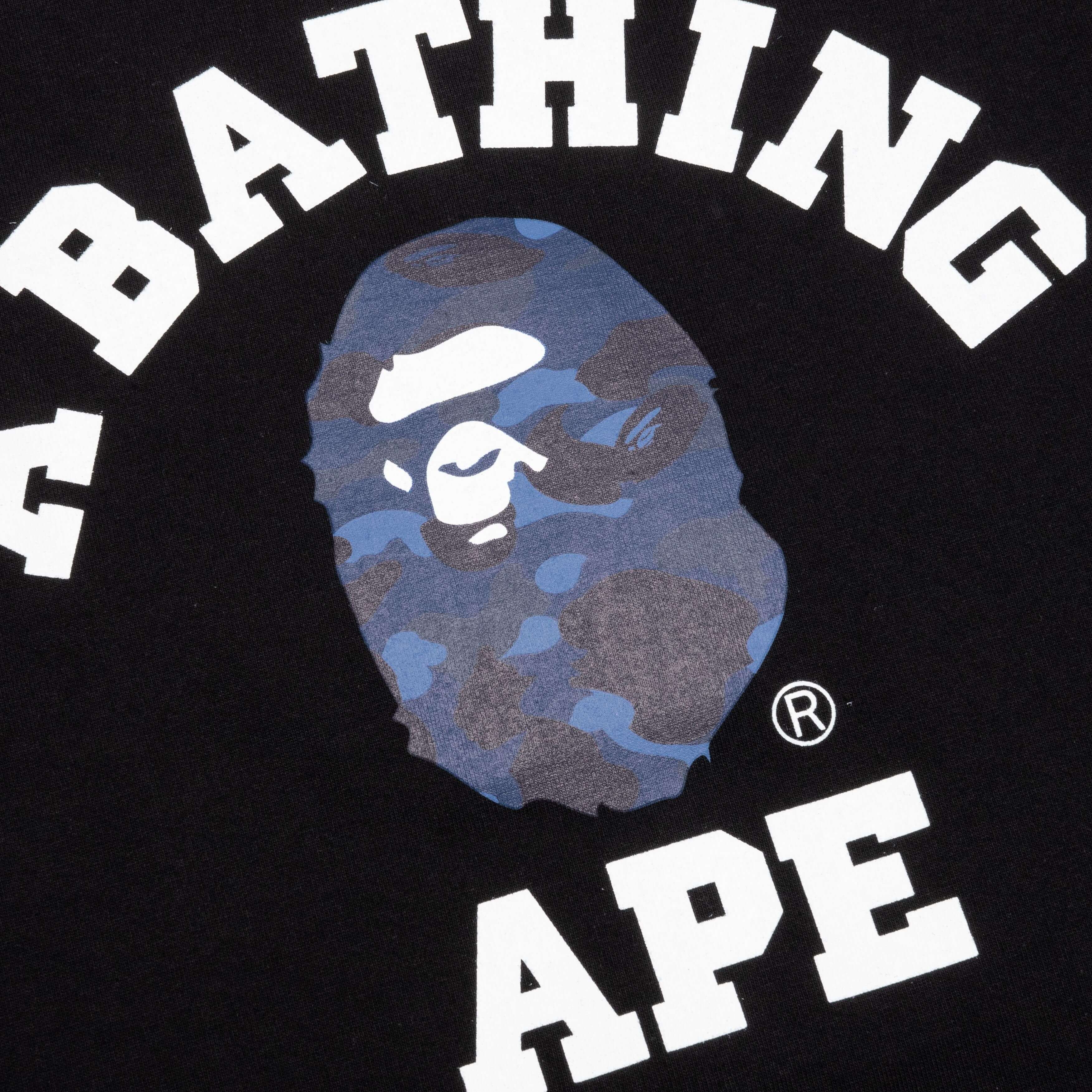 A BATHING APE Color Camo College Tee - Black/Navy