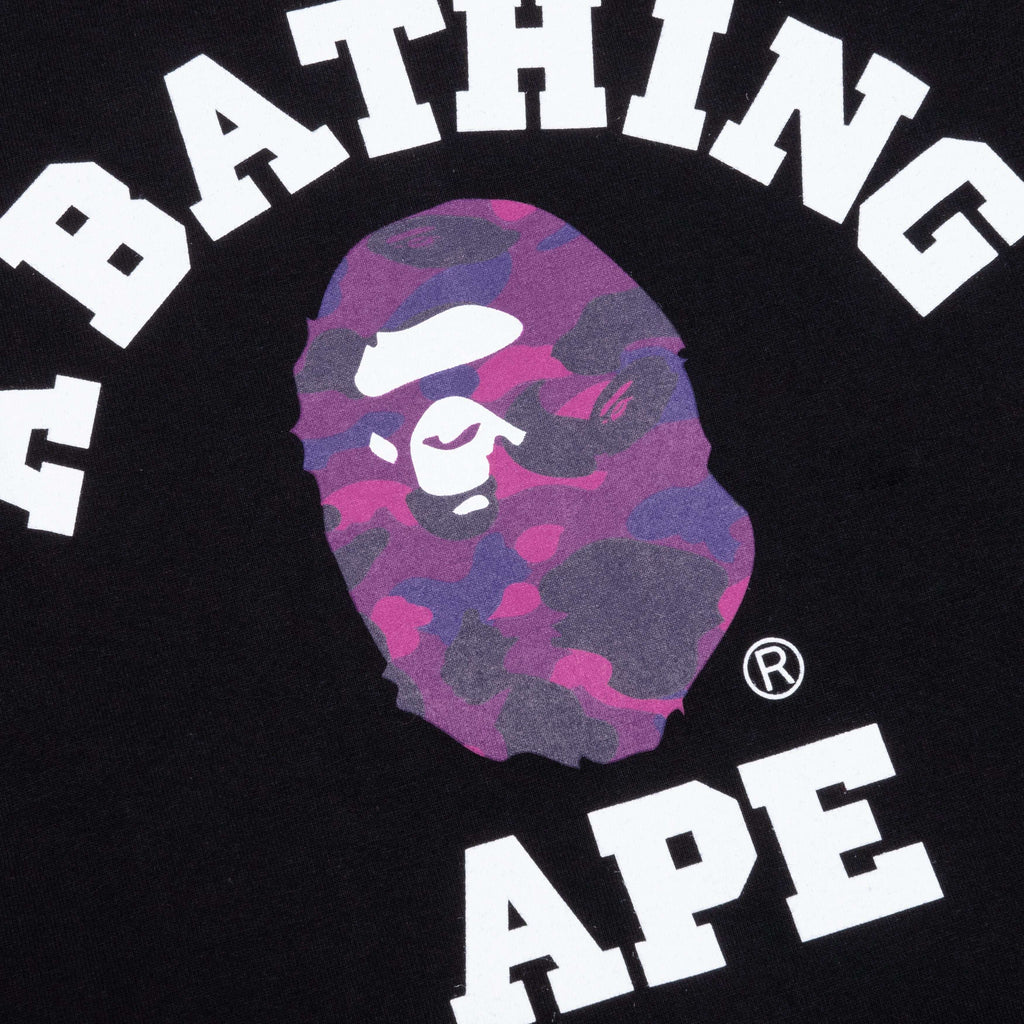 A BATHING APE Color Camo College Tee - Black/Purple