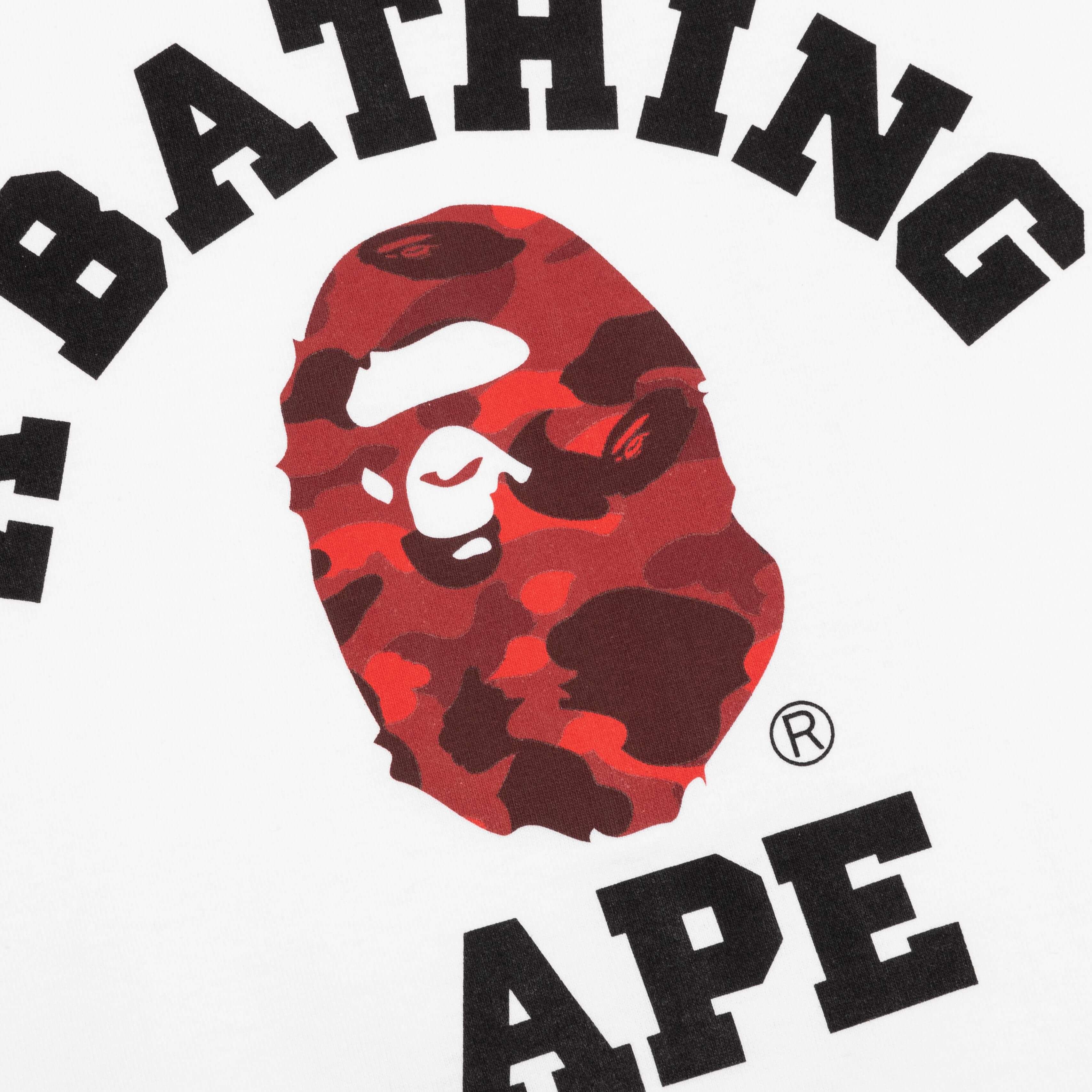 A BATHING APE Color Camo College Tee - White/Red