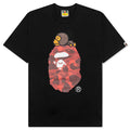 A BATHING APE Color Camo Milo on Big Ape Tee - Black/Red