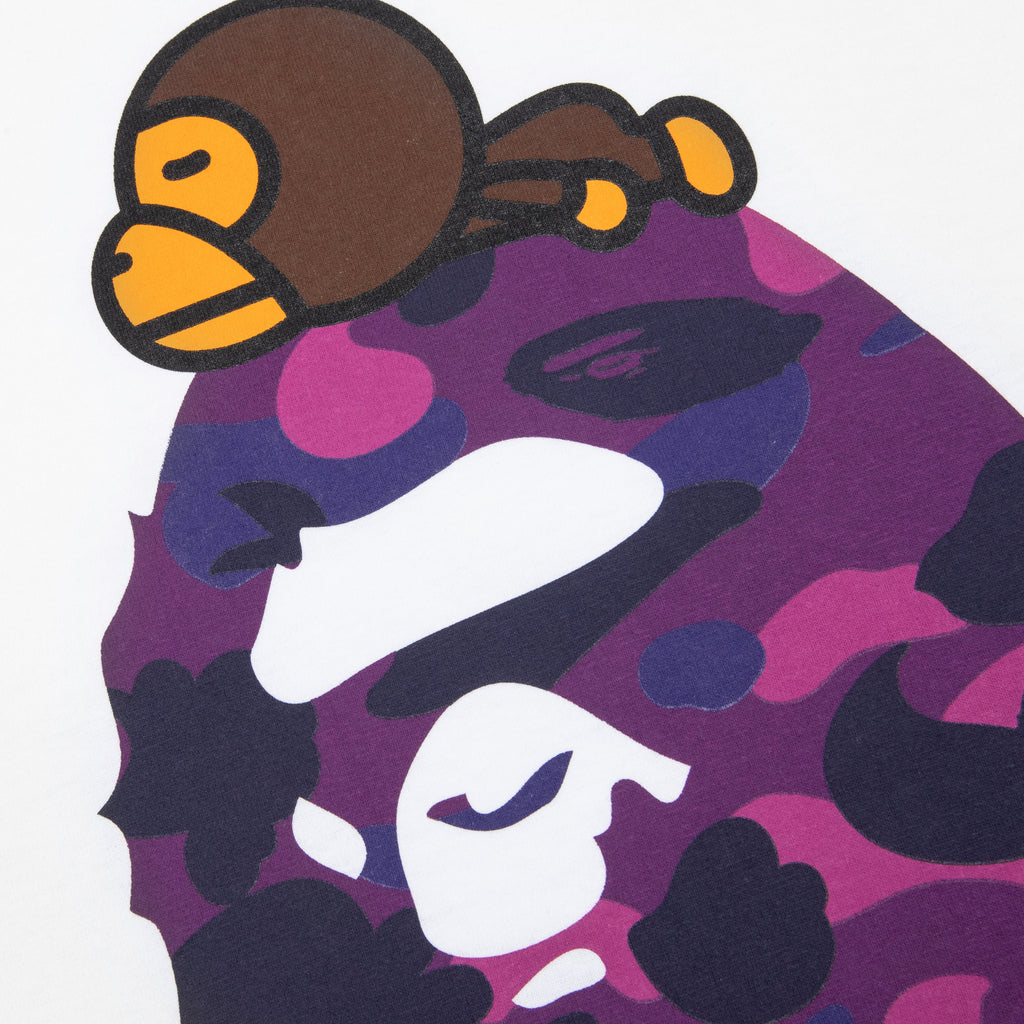 A BATHING APE Color Camo Milo on Big Ape Tee - White/Purple