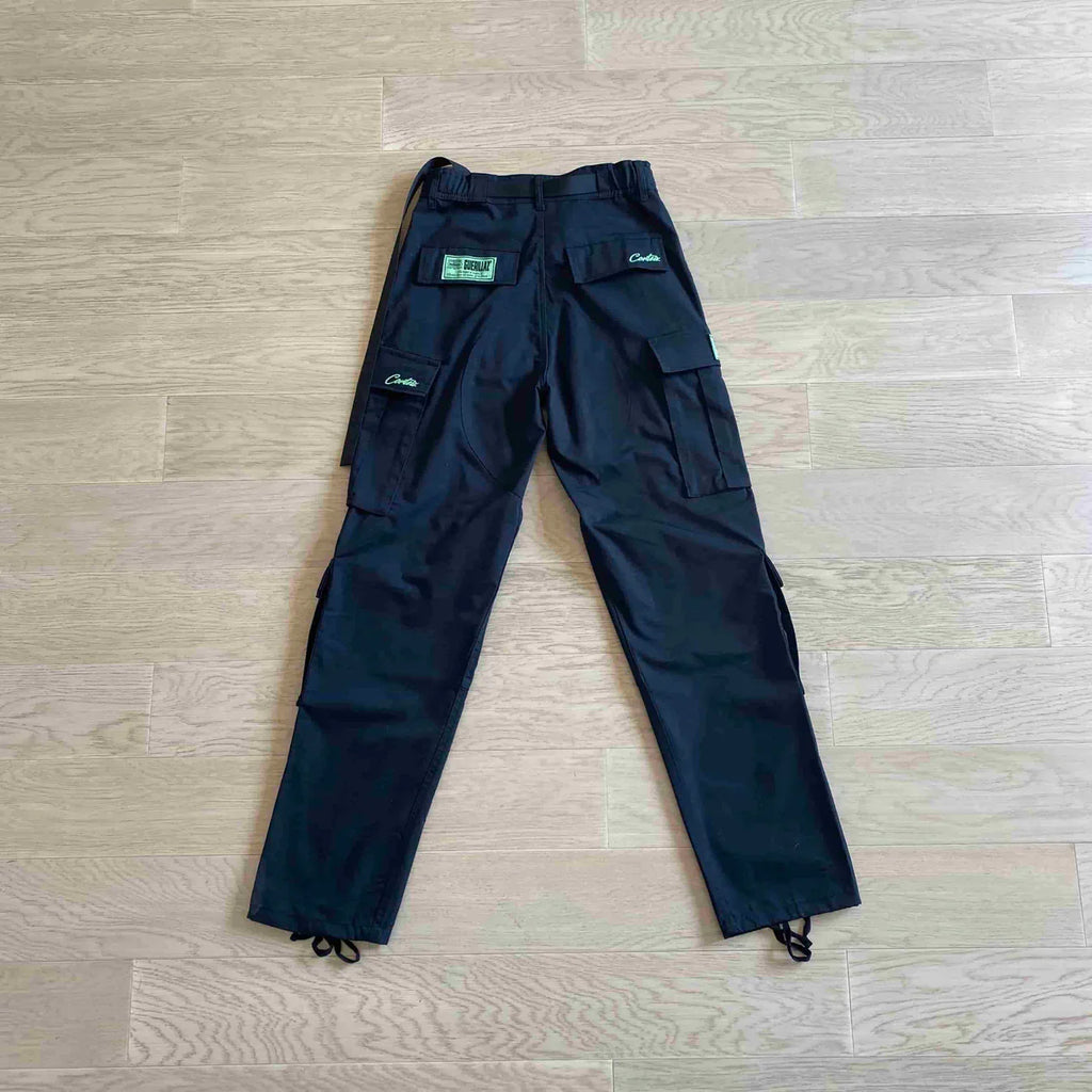 Corteiz Island Cargo Pants - Black/Green Ironleague