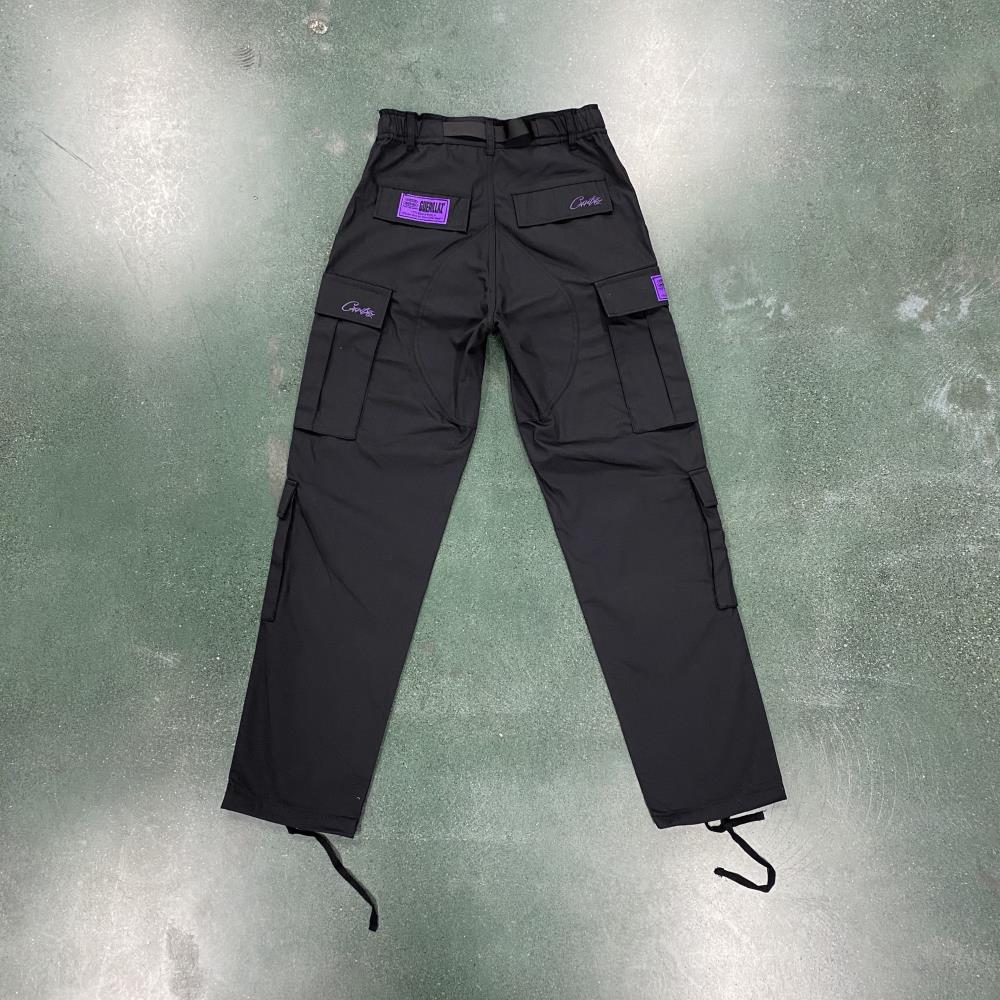 Corteiz Island Cargo Pants - Black/Purple Ironleague