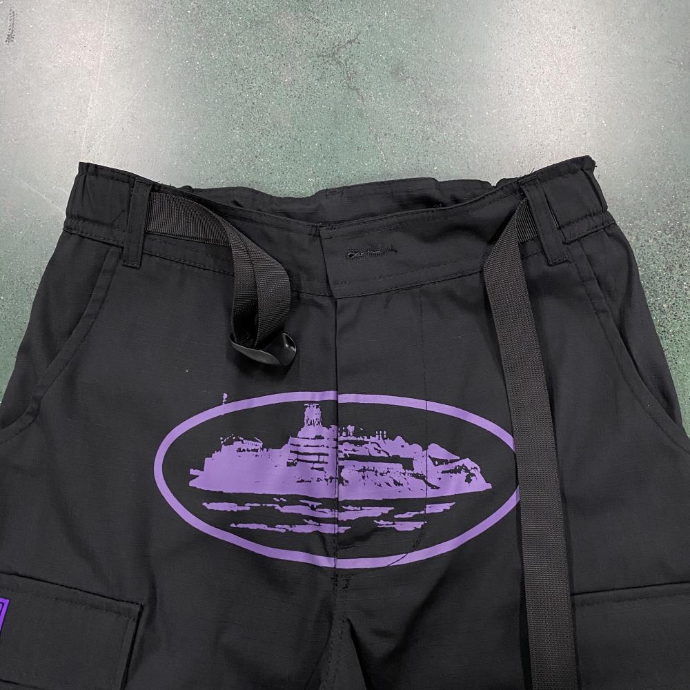 Corteiz Island Cargo Pants - Black/Purple Ironleague