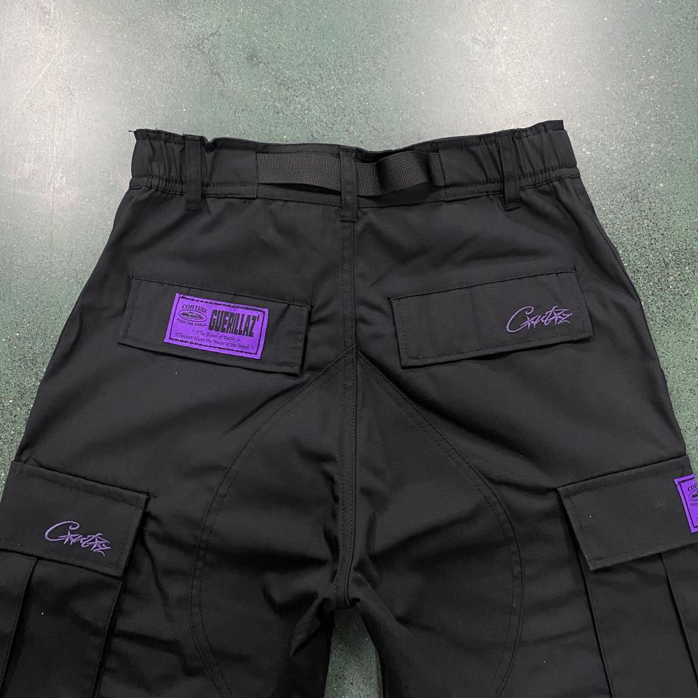 Corteiz Island Cargo Pants - Black/Purple Ironleague