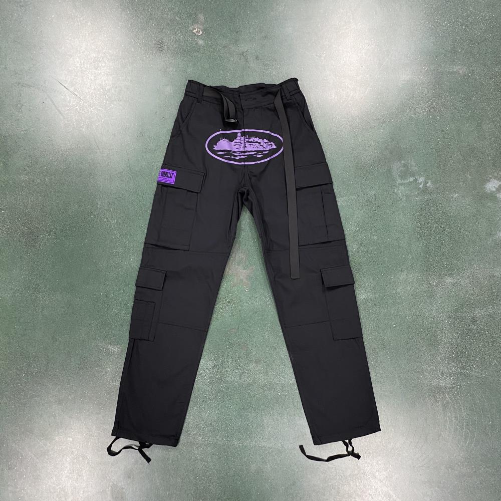Corteiz Island Cargo Pants - Black/Purple Ironleague