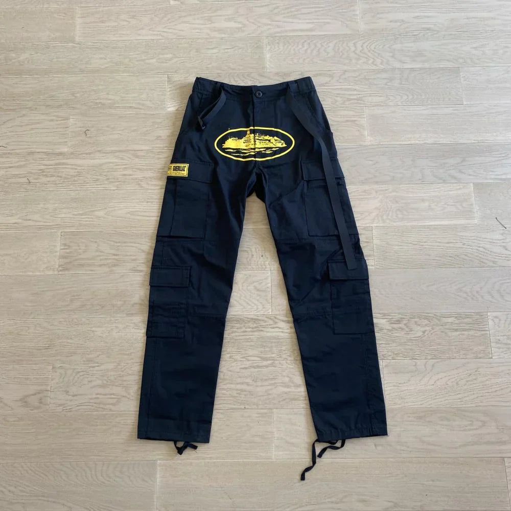 Corteiz Island Cargo Pants - Black/Yellow Ironleague