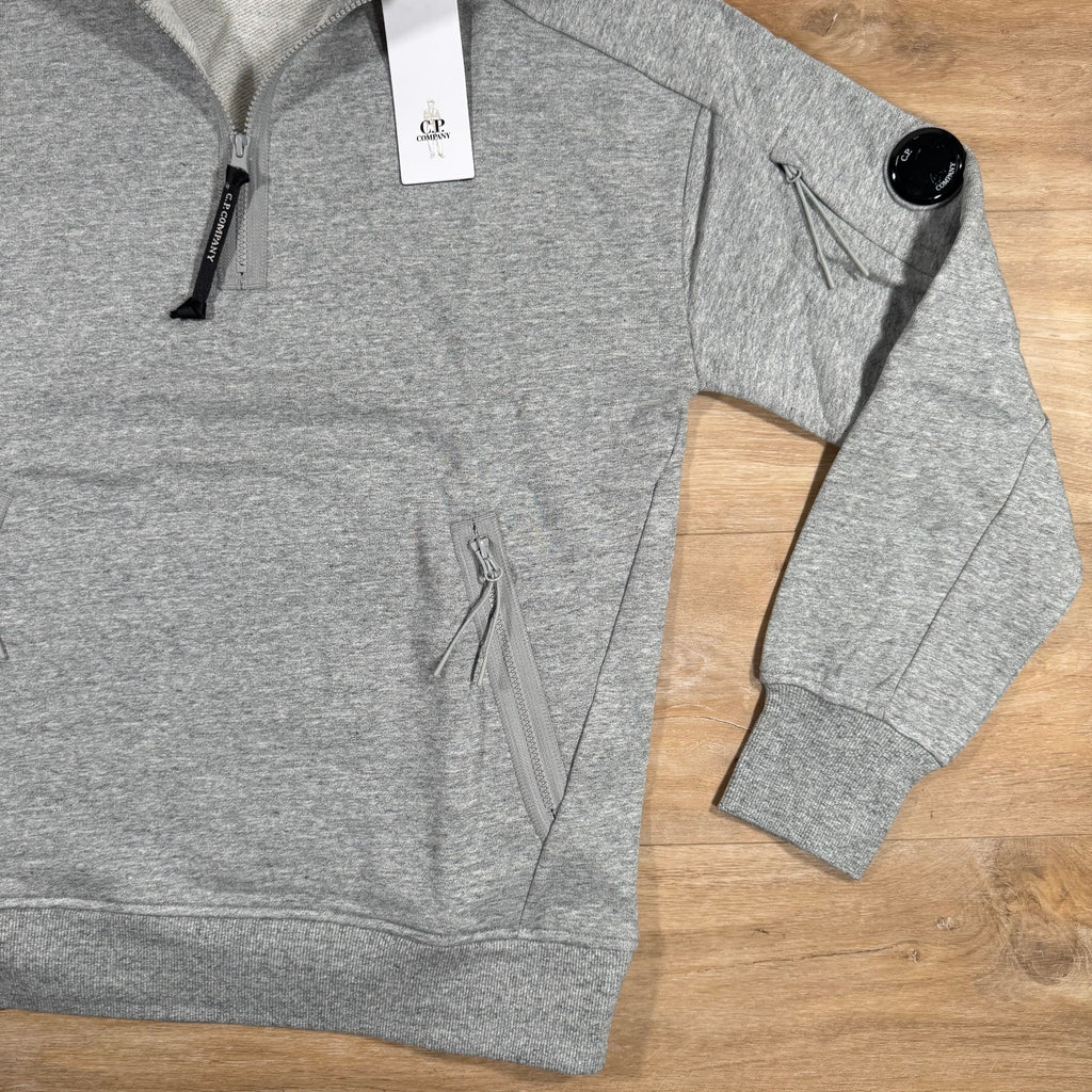 CP Company Diagonal Raised Half-Zipped Lens Sweatshirt in Grey Ironleague