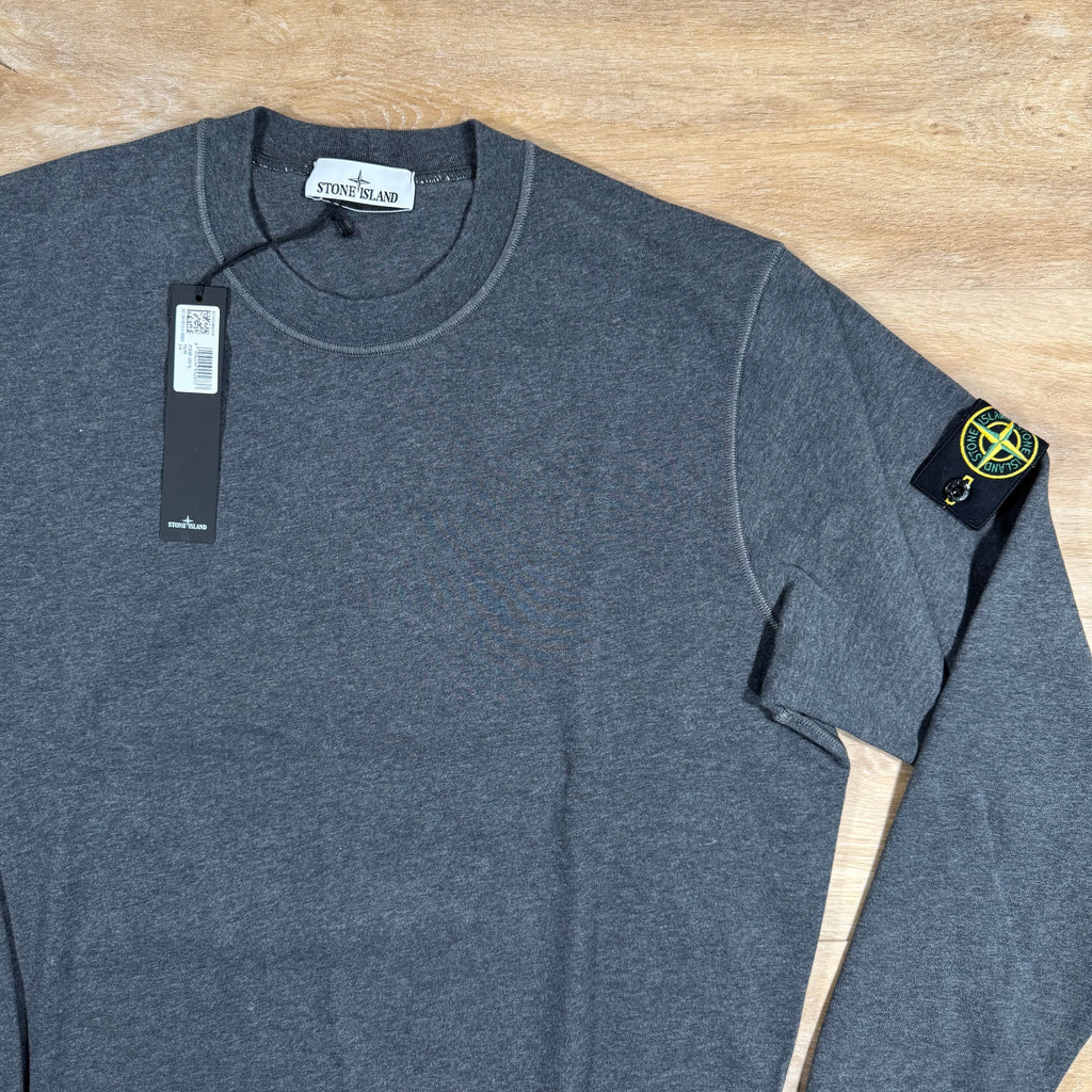 Stone Island Garment Dyed Crewneck Sweatshirt in Dark Grey Ironleague