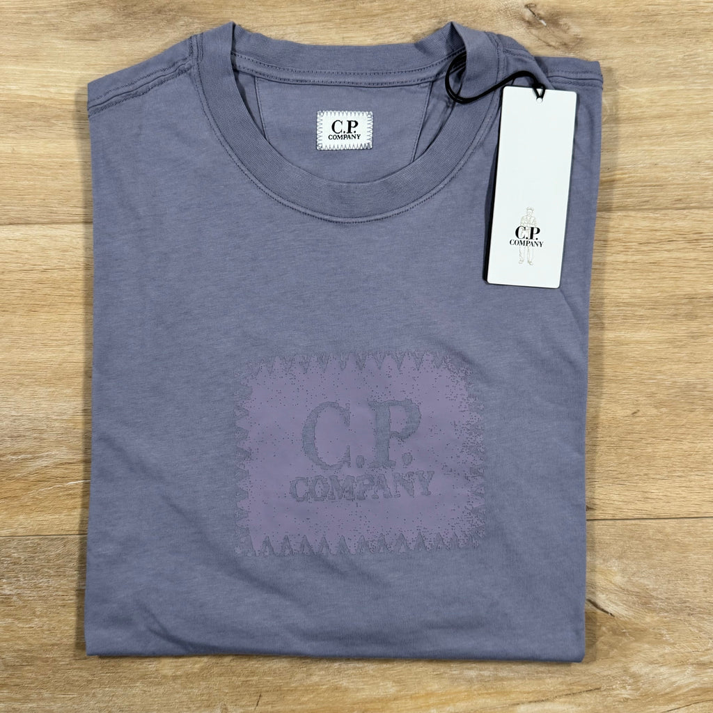 CP Company Stitch Block Logo T-Shirt in Lavender Violet Ironleague