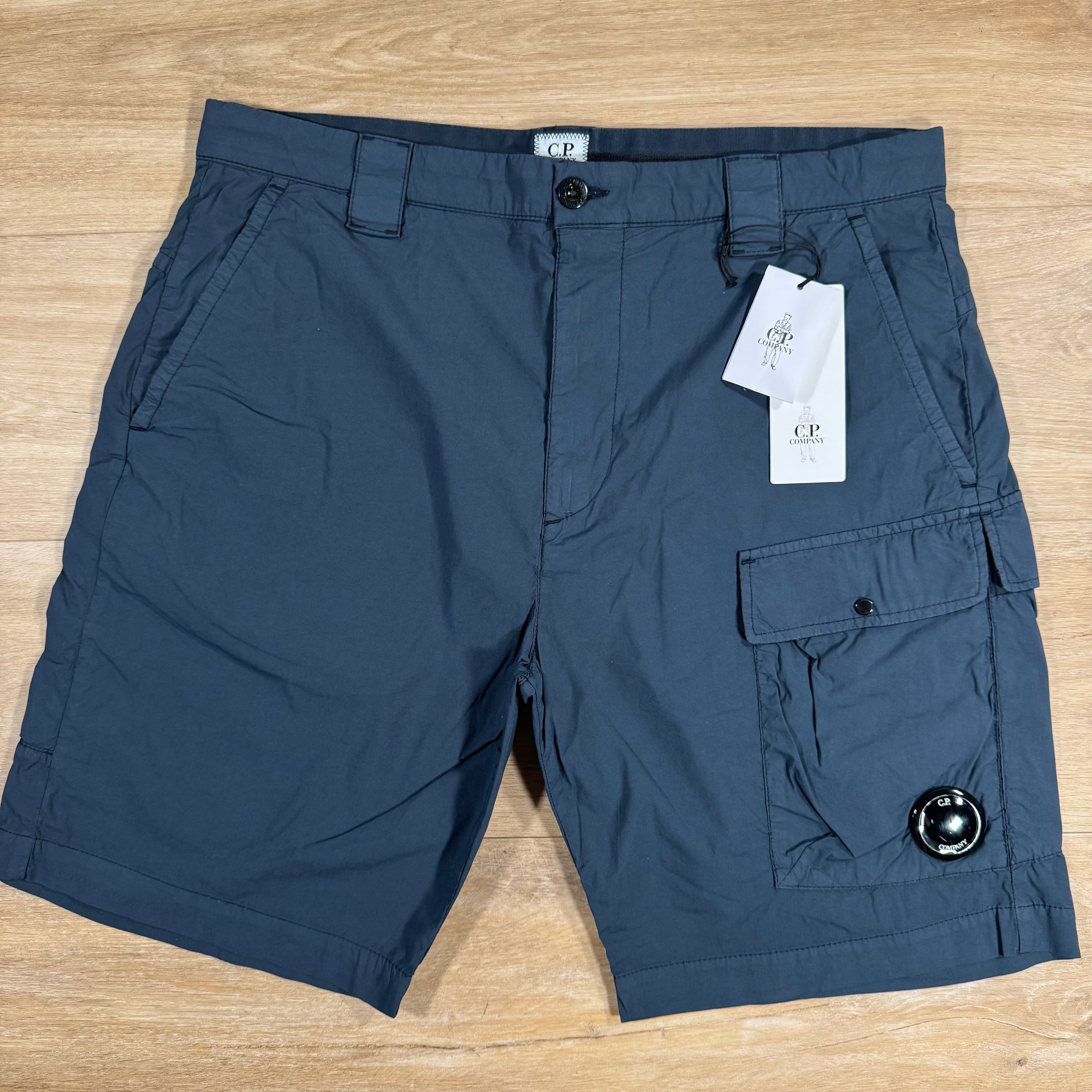 CP Company 50 Fili Stretch Cargo Shorts in India Ink Ironleague