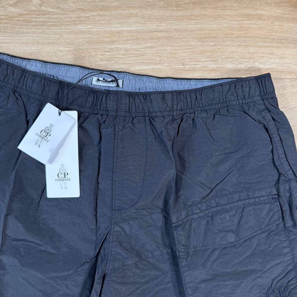 CP Company Flatt Nylon Logo Swim Shorts in Navy Ironleague